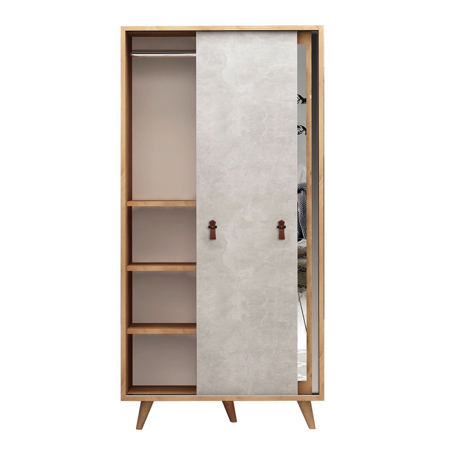 Dulap, Hanah Home, pal melaminat, stejar, 100x60x190 cm — imaginea 3