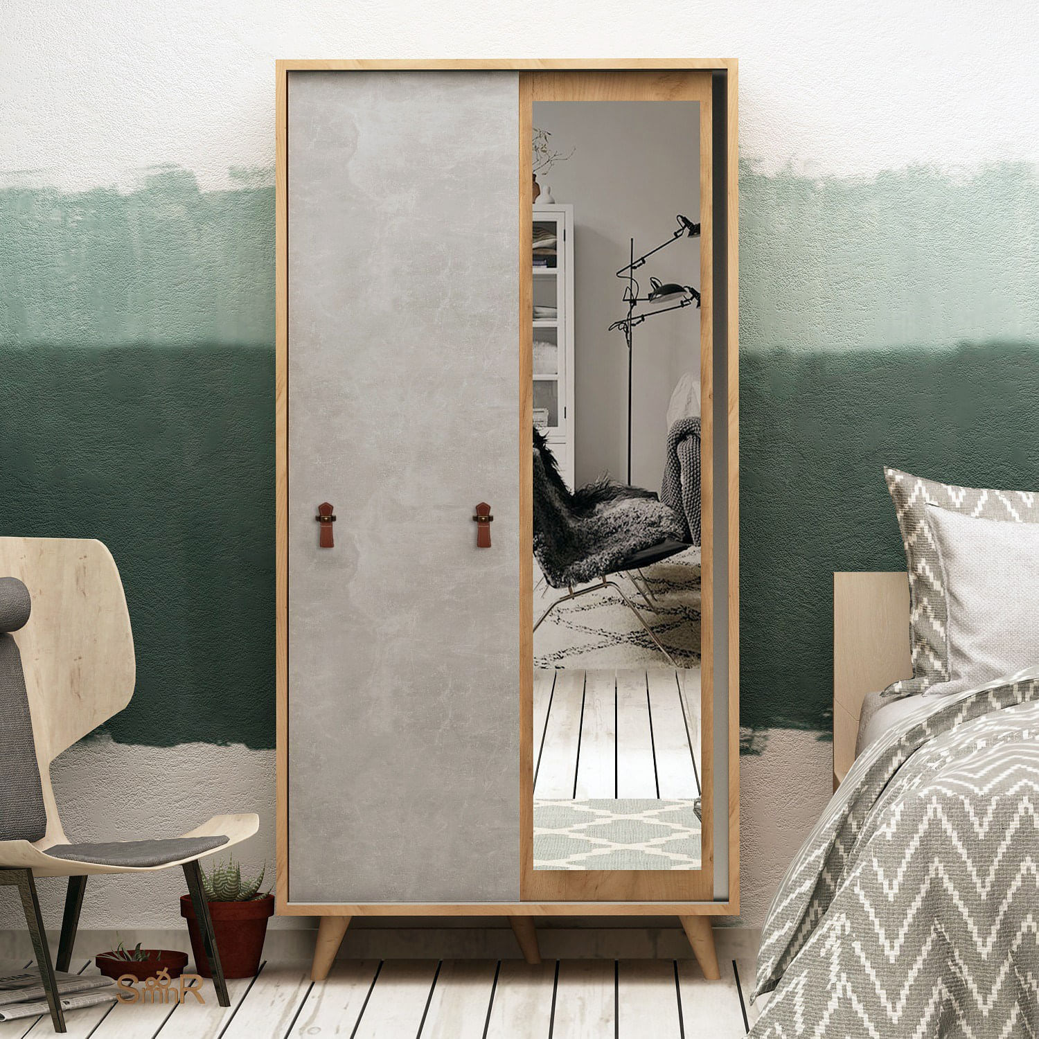 Dulap, Hanah Home, pal melaminat, stejar, 100x60x190 cm — imaginea 4