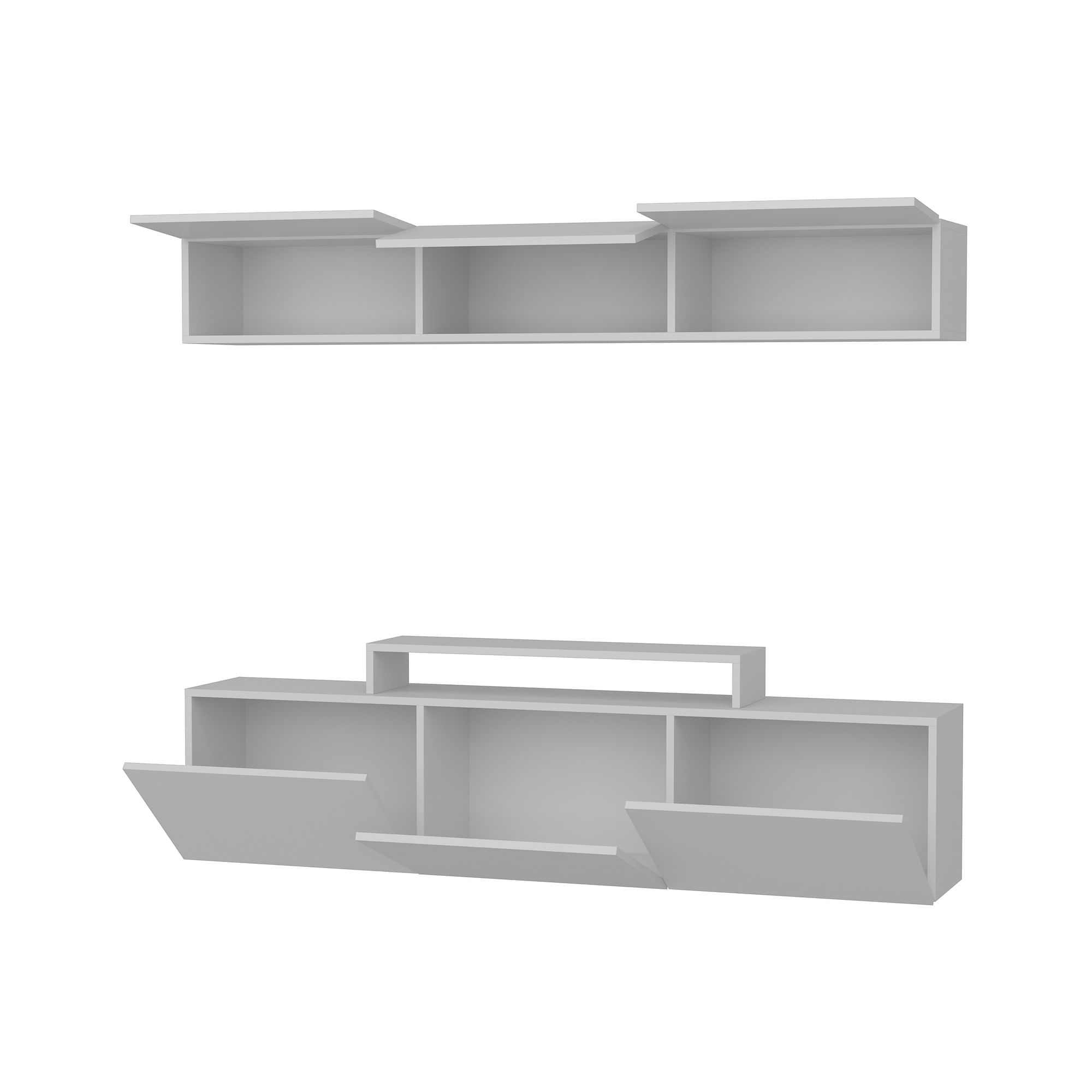 Comoda tv, Hanah Home, pal melaminat, alb, 180x40x37.4 cm — imaginea 2