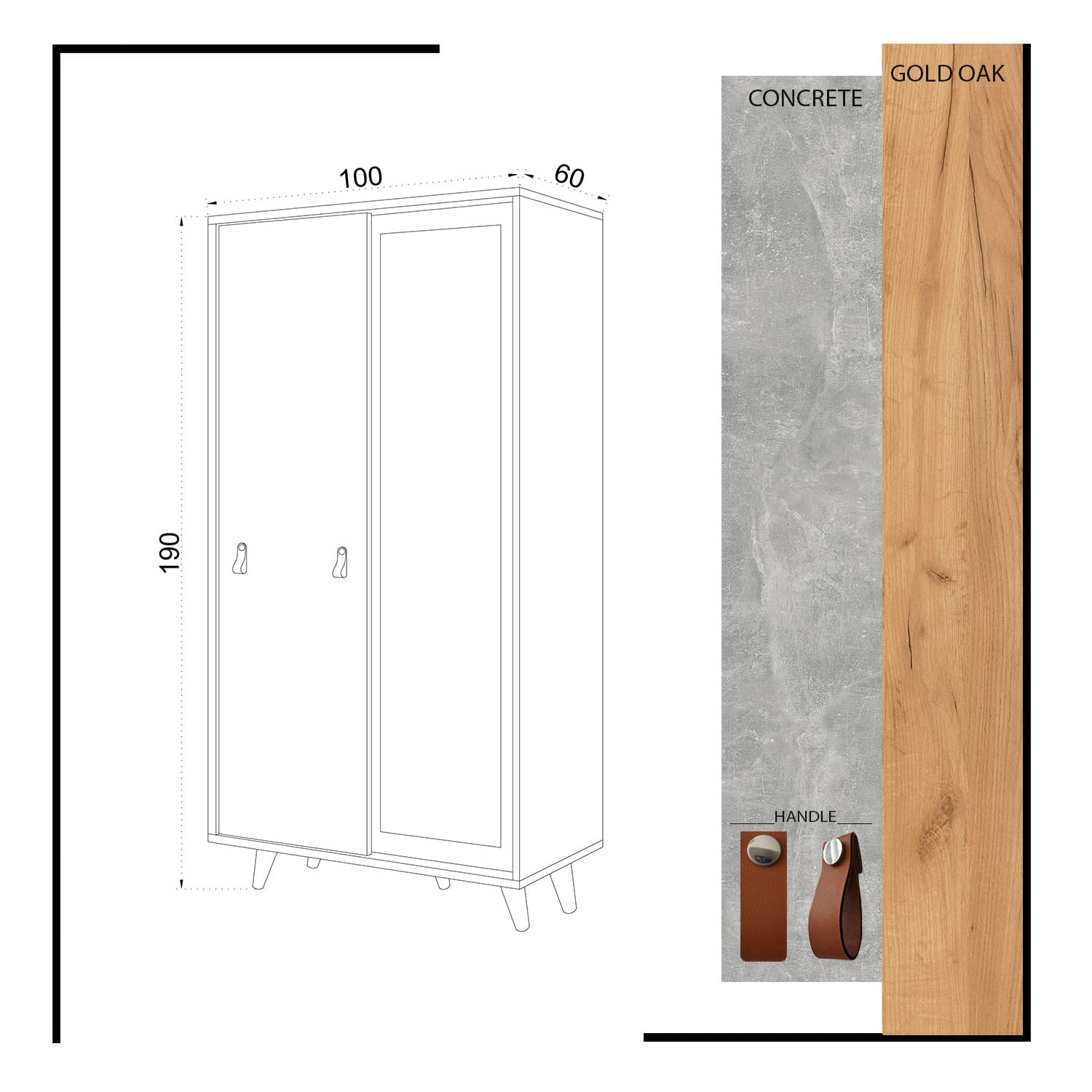 Dulap, Hanah Home, pal melaminat, stejar, 100x60x190 cm — imaginea 5