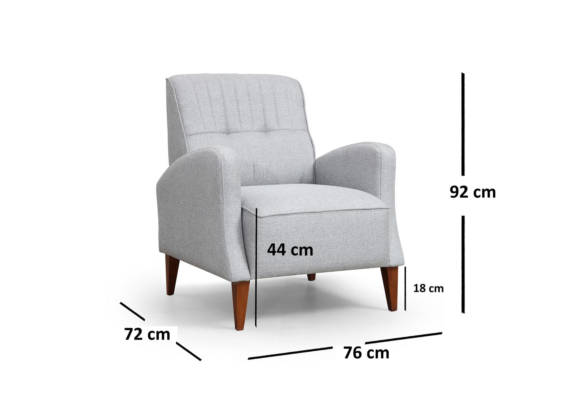 Fotoliu, Hanah Home, poliester, gri, 76x72x92 cm — imaginea 3