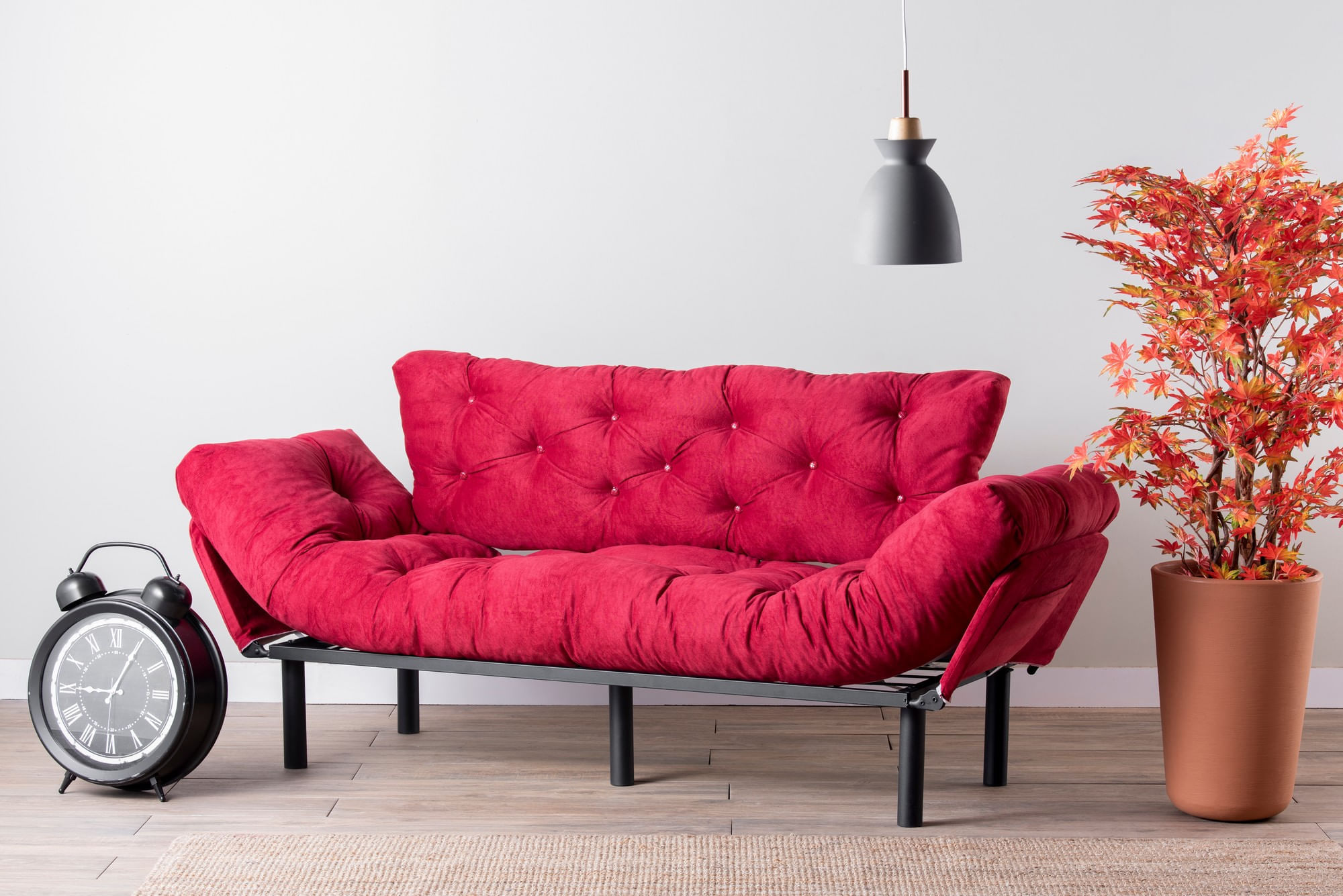 Canapea extensibila, Hanah Home, metal, maro, 185x85x70 cm — imaginea 2