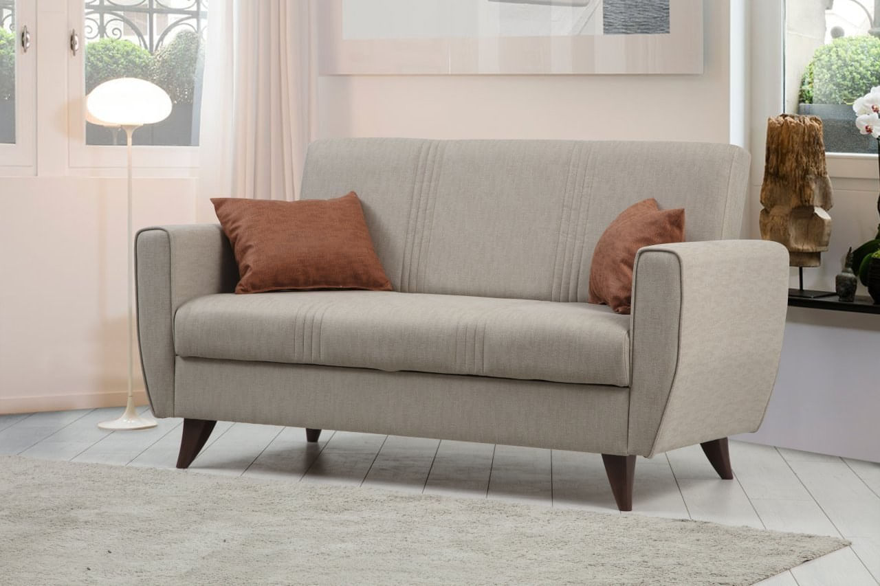 Canapea extensibila 2 locuri, Atelier Del Sofa, metal si lemn, bej, 153x86x77 cm — imaginea 2
