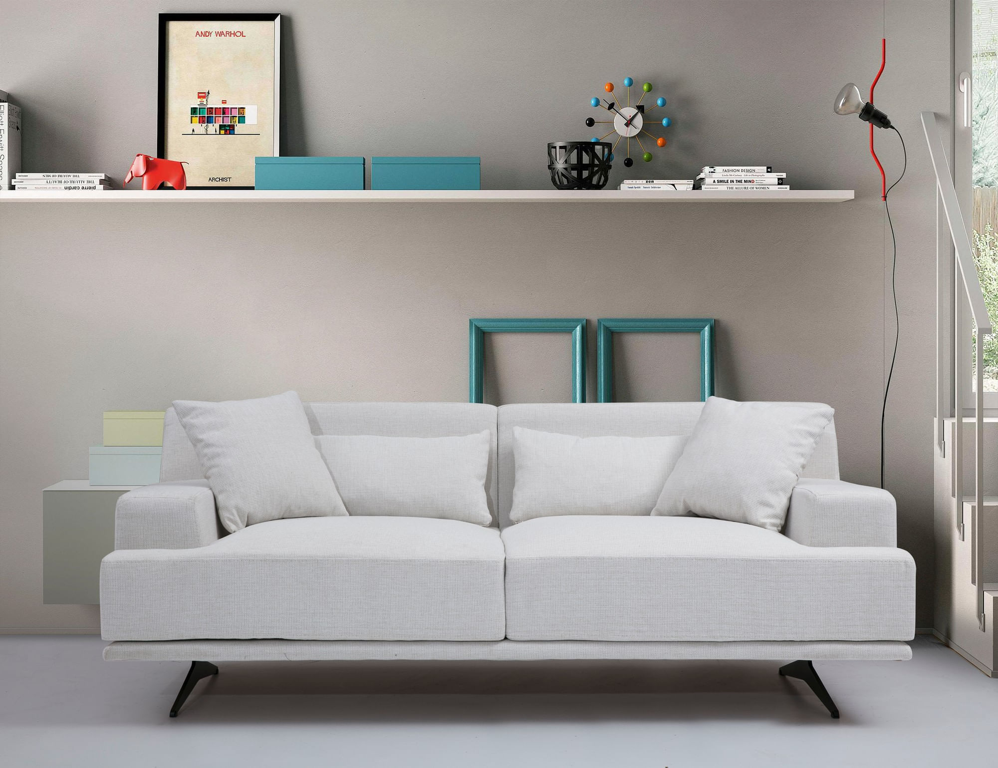 Canapea 2 locuri, Atelier Del Sofa, lemn fag si pal, bej, 200x110x80 cm — imaginea 2