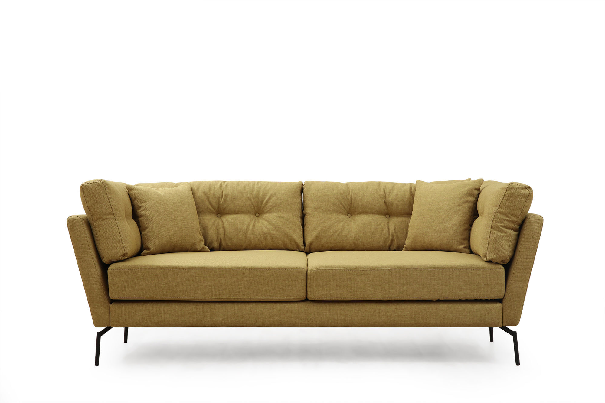 Canapea 3 locuri, Hanah Home, lemn fag si pal, galben verzui, 214x90x84 cm