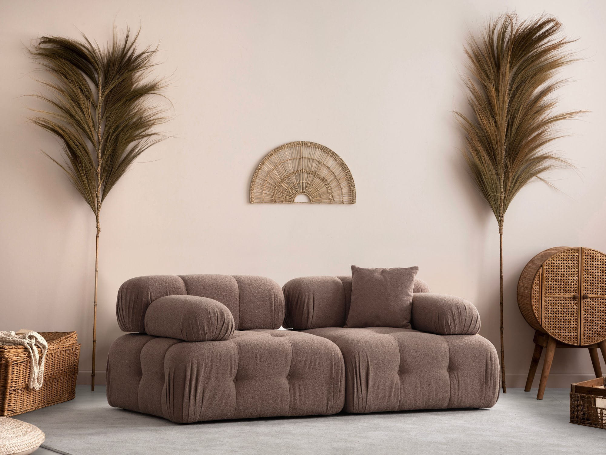 Canapea 2 locuri, Hanah Home, poliester, cappuccino, 200x100x80 cm — imaginea 3