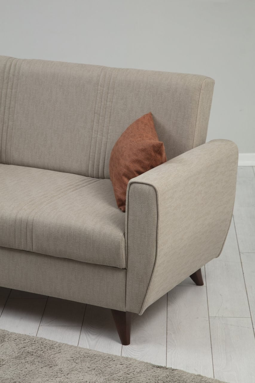 Canapea extensibila 2 locuri, Atelier Del Sofa, metal si lemn, bej, 153x86x77 cm — imaginea 4