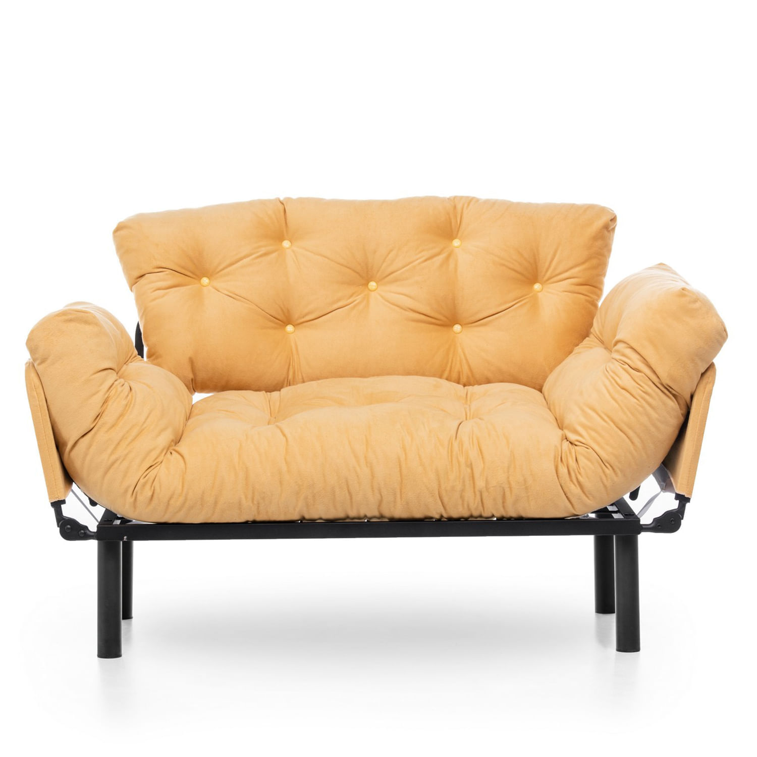 Canapea extensibila, Hanah Home, metal, mustar, 155x85x70 cm