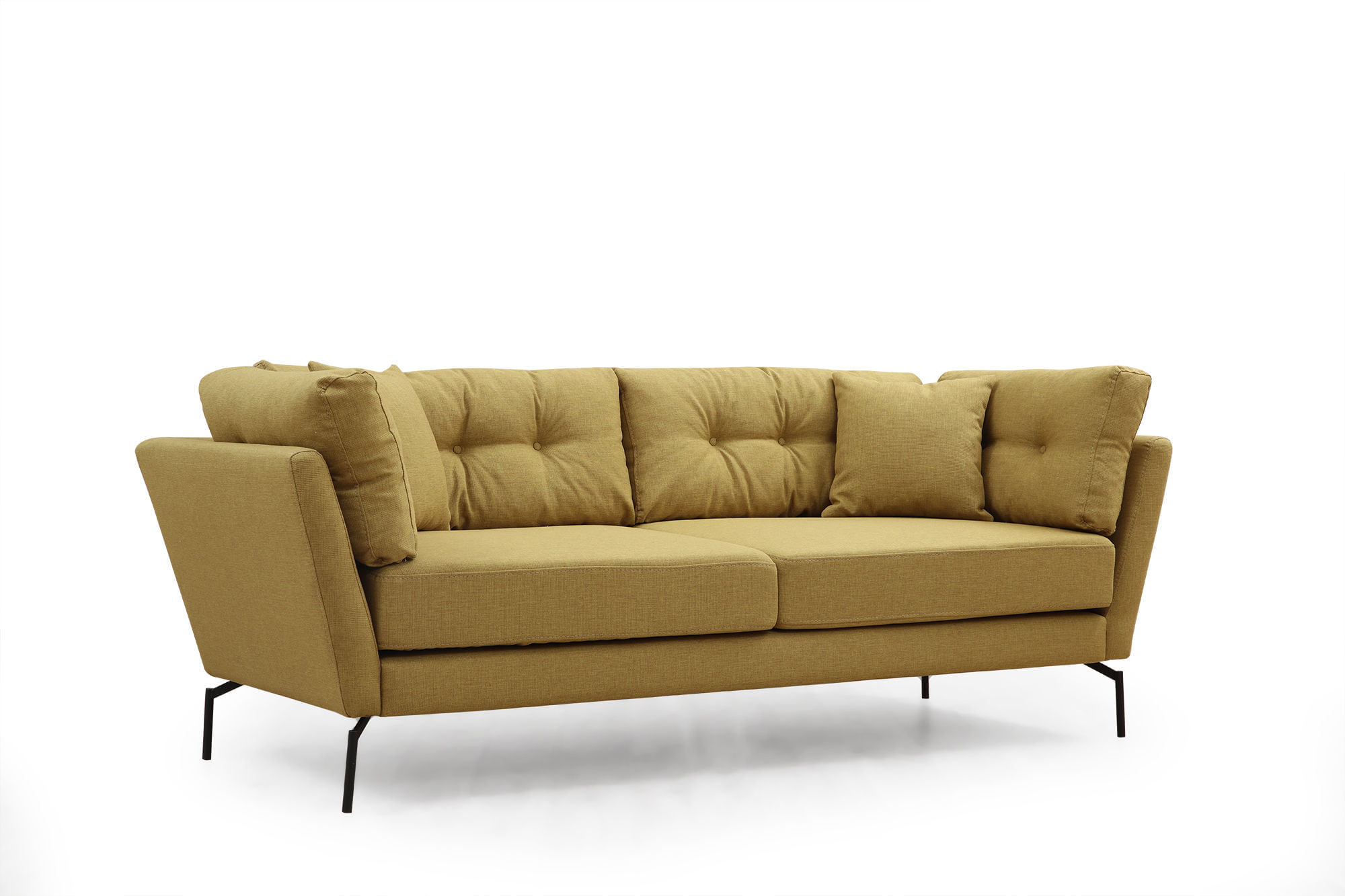 Canapea 3 locuri, Hanah Home, lemn fag si pal, galben verzui, 214x90x84 cm — imaginea 4