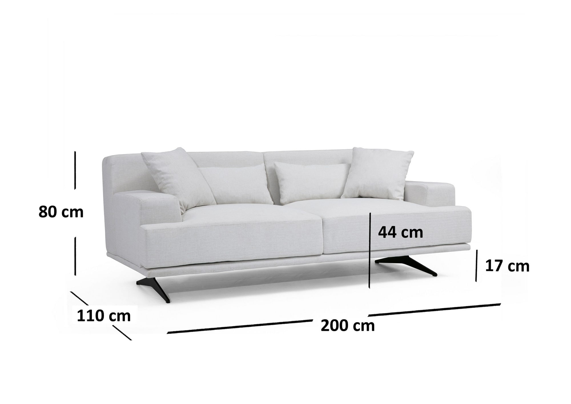 Canapea 2 locuri, Atelier Del Sofa, lemn fag si pal, bej, 200x110x80 cm — imaginea 7