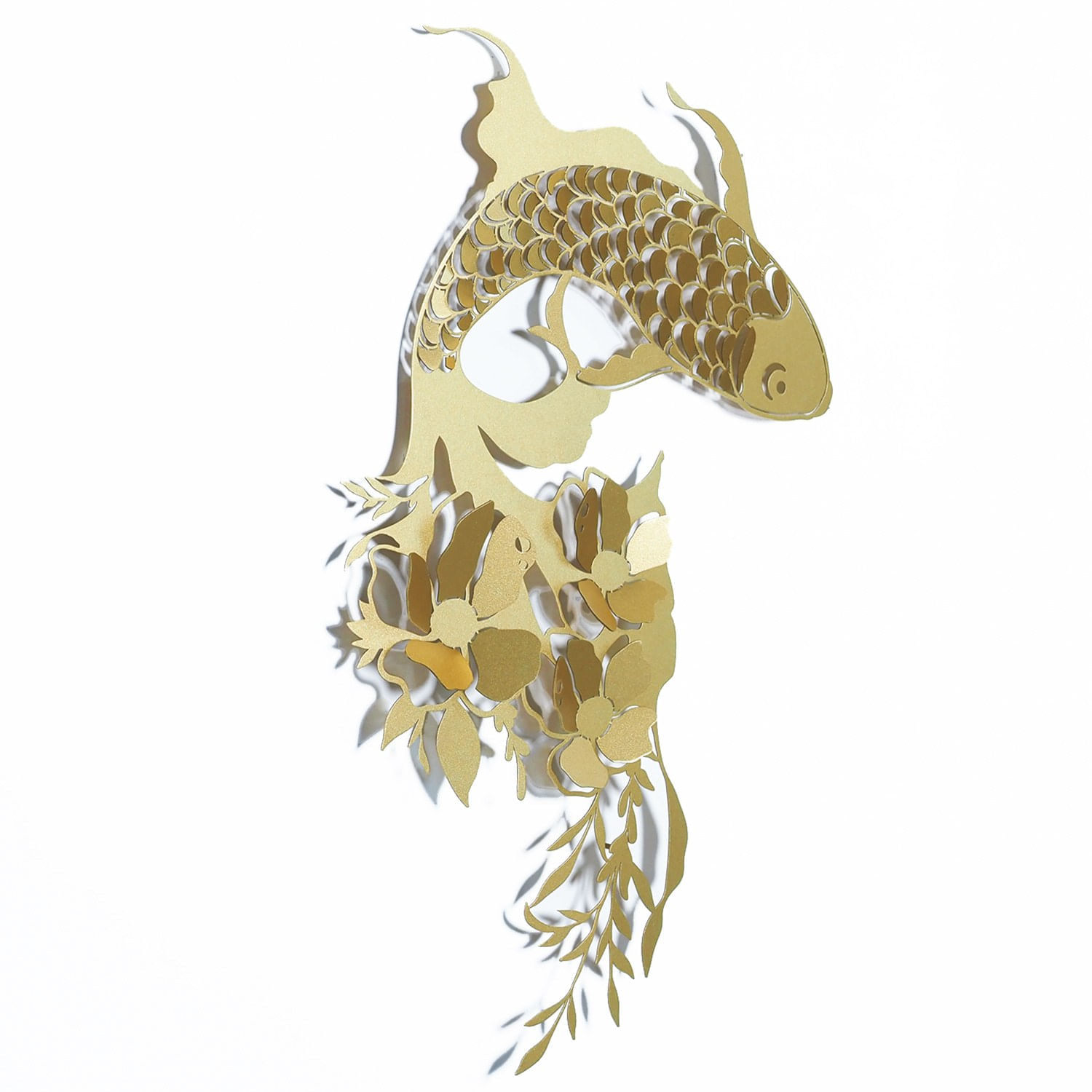 Accesoriu decorativ de perete, Wallxpert, otel, auriu, 44x67 cm