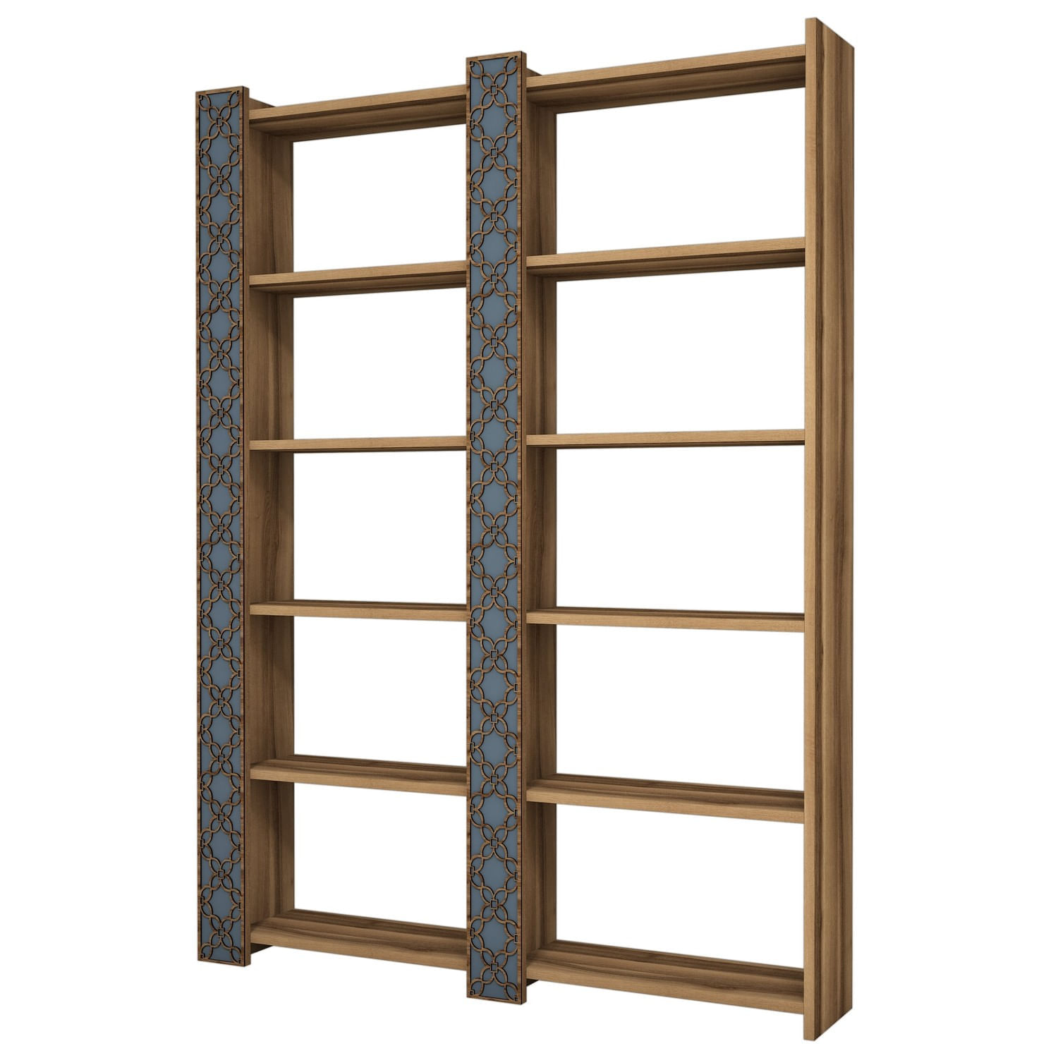 Biblioteca, Hanah Home, pal melaminat, nuc si calcedonie, 124.6x24.2x170 cm