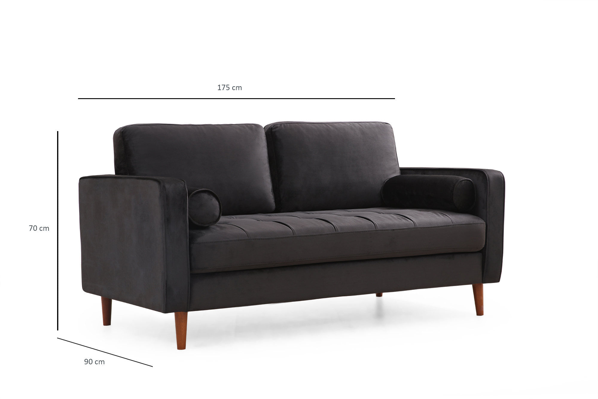 Canapea 2 locuri, Atelier Del Sofa, lemn fag, negru stejar, 175x90x70 cm — imaginea 6