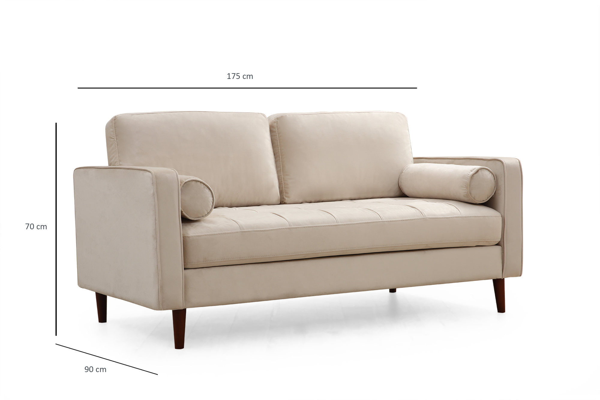 Canapea 2 locuri, Atelier Del Sofa, lemn de fag, bej, 175x90x70 cm — imaginea 6