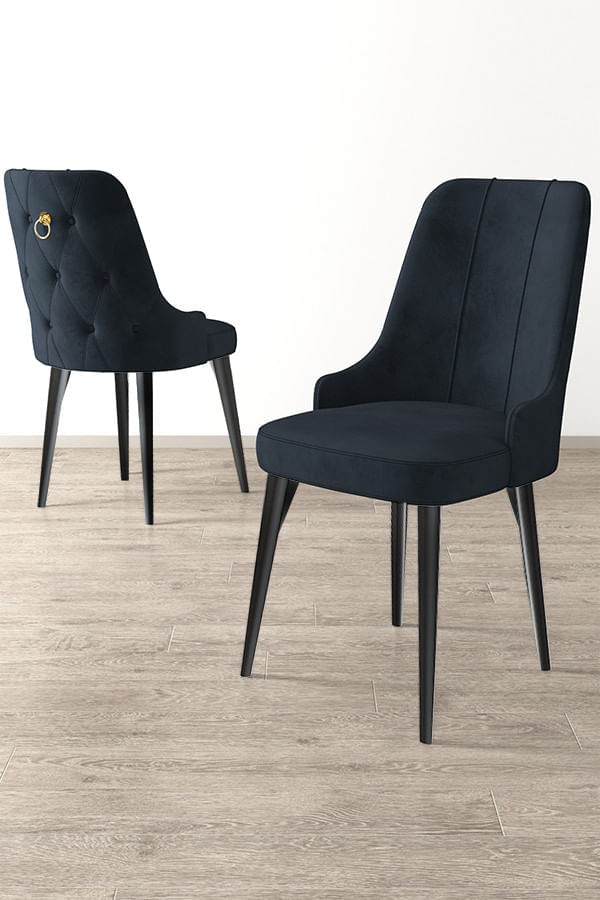 Set scaune, Hanah Home, metal, antracit si negru, 46x46x94 cm, babyface — imaginea 2