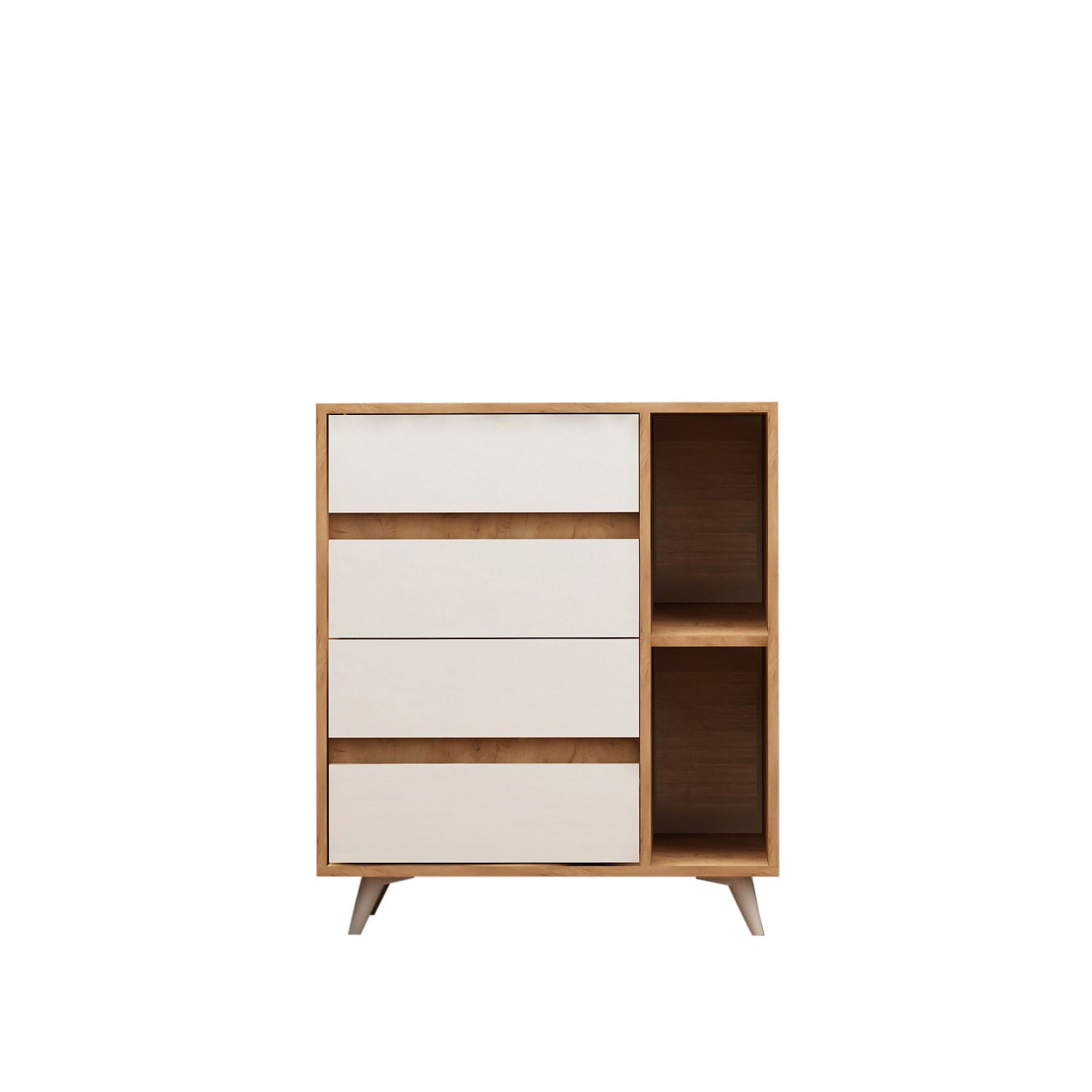 Comoda, Hanah Home, pal melaminat, stejar alb, 70x40x86 cm, 811MDD3409