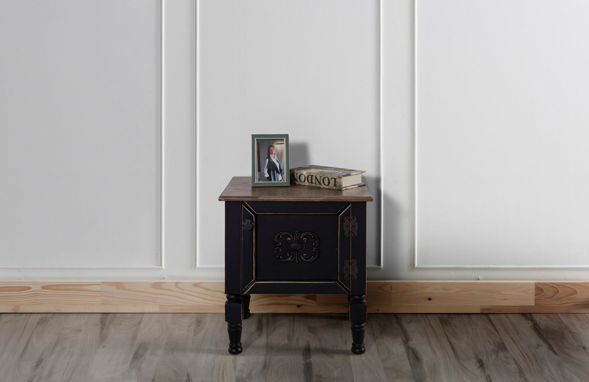Noptiera, Hanah Home, mdf, negru, 50x40x52 cm — imaginea 2