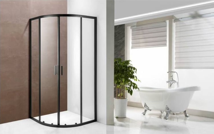 Cabina de dus remirotunda, cadru negru, 100x100x190 cm - 2 | YEO