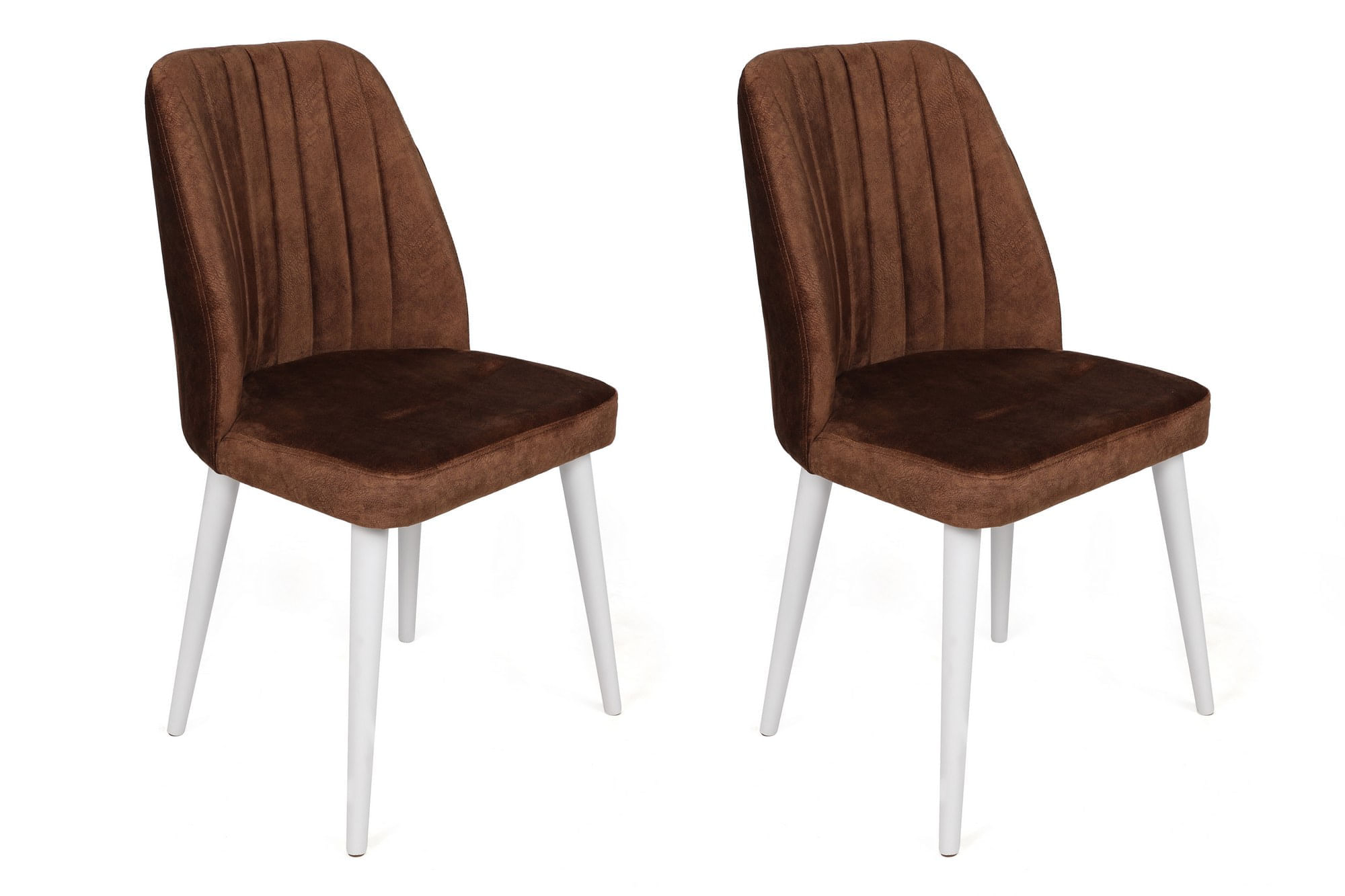 Set scaune, Hanah Home, catifea, maro alb, 50x49x90 cm