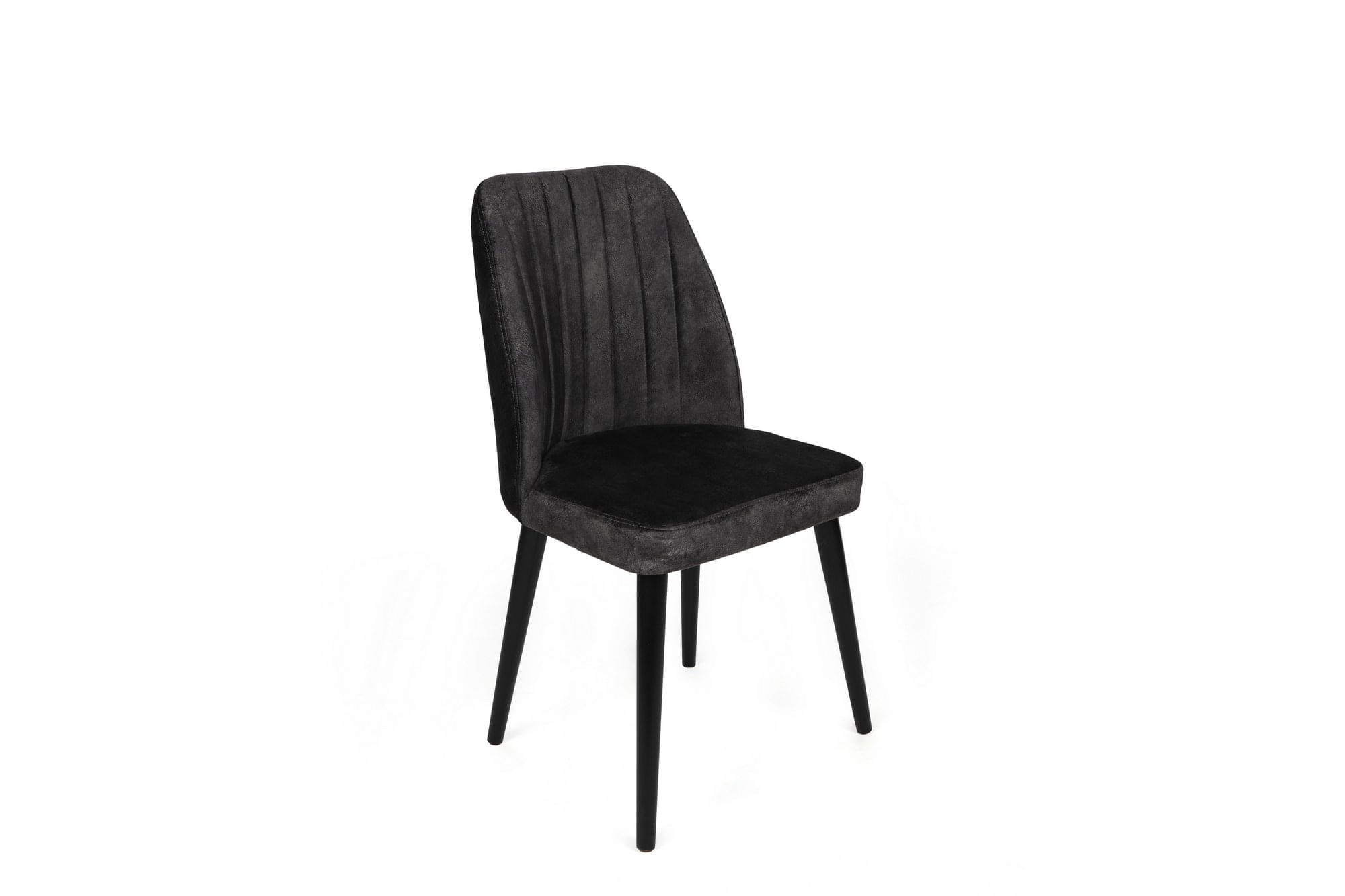 Set scaune, Hanah Home, catifea, antracit si negru, 50x49x90 cm, picioare lemn — imaginea 3