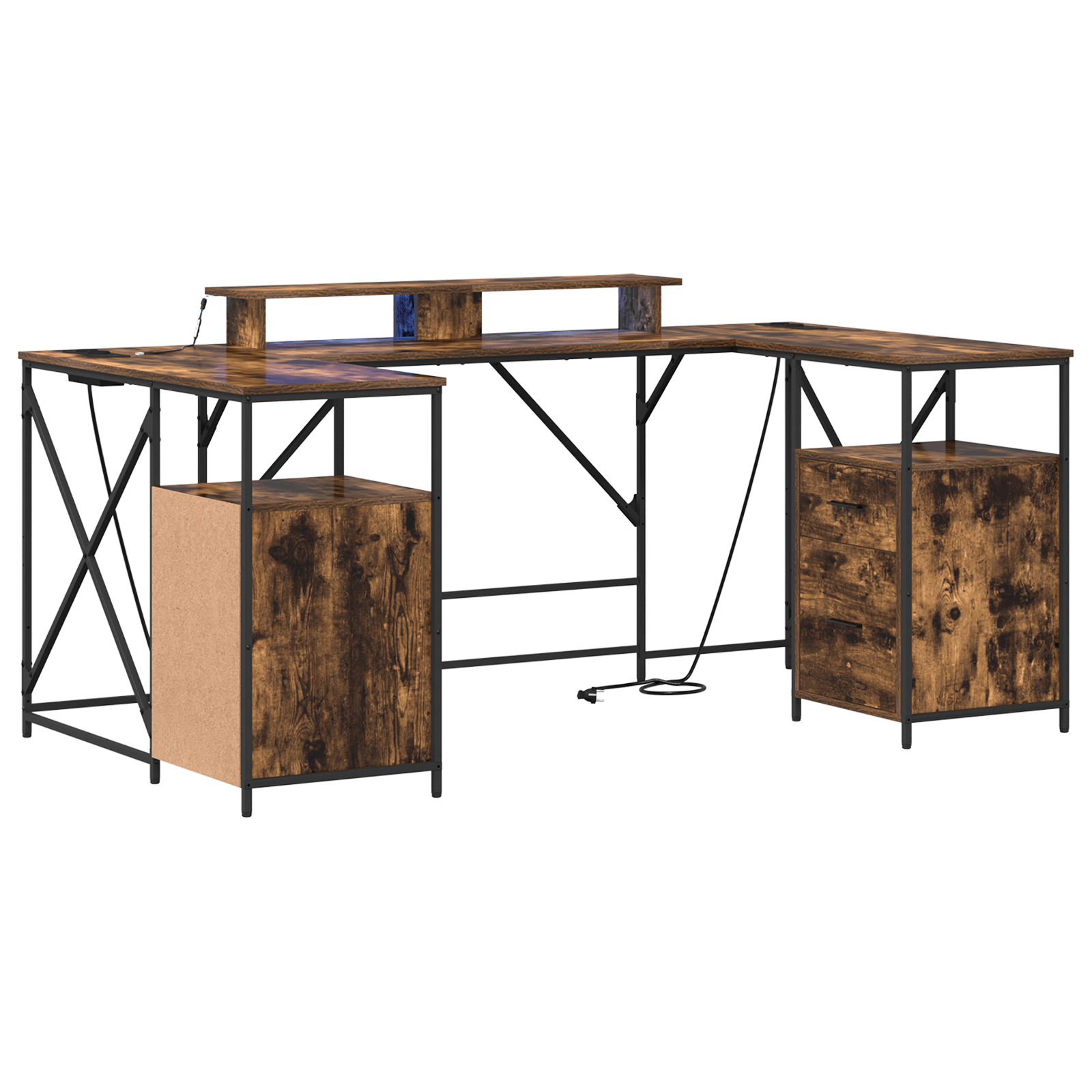 Birou Stejar fumuriu 182 x 101 x 87.5 cm Lemn compozit — imaginea 2