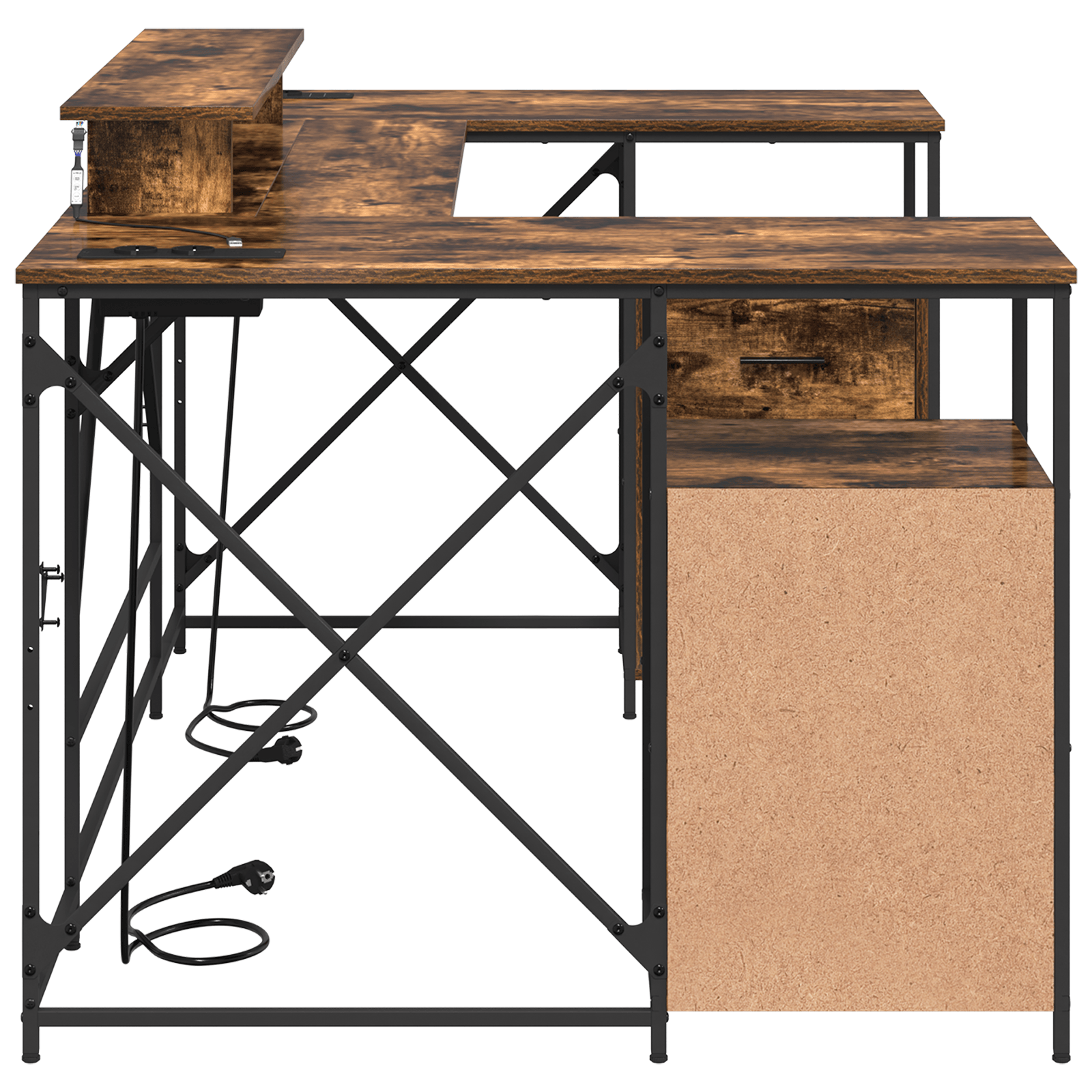 Birou Stejar fumuriu 182 x 101 x 87.5 cm Lemn compozit — imaginea 7