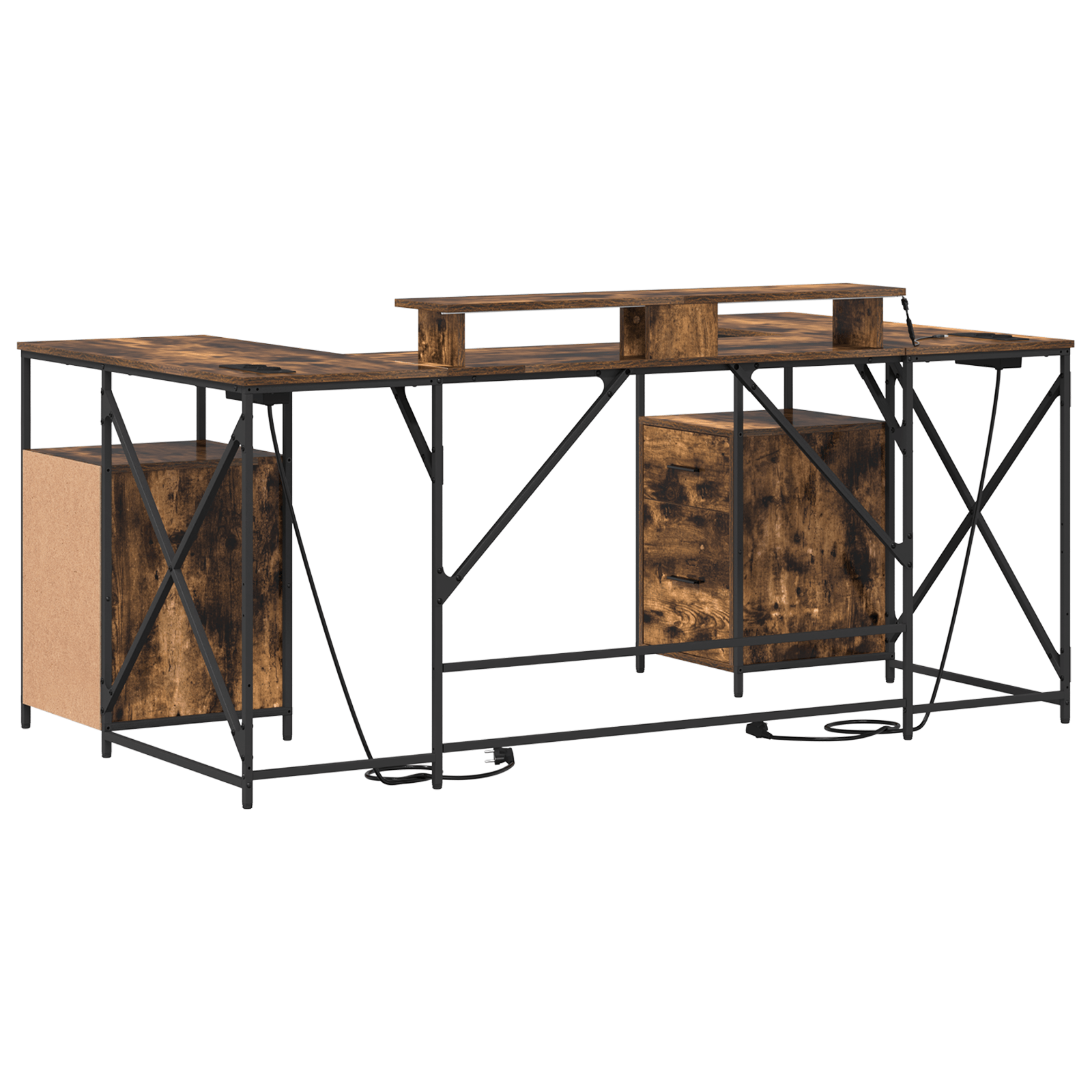 Birou Stejar fumuriu 182 x 101 x 87.5 cm Lemn compozit — imaginea 8