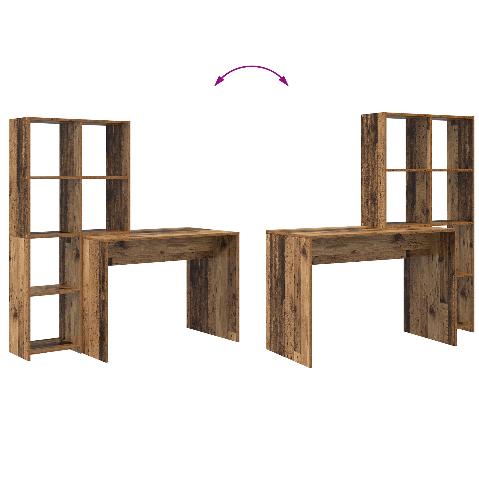 Birou cu raft Lemn vechi 138.5 x 55 x 143 cm Lemn compozit — imaginea 8