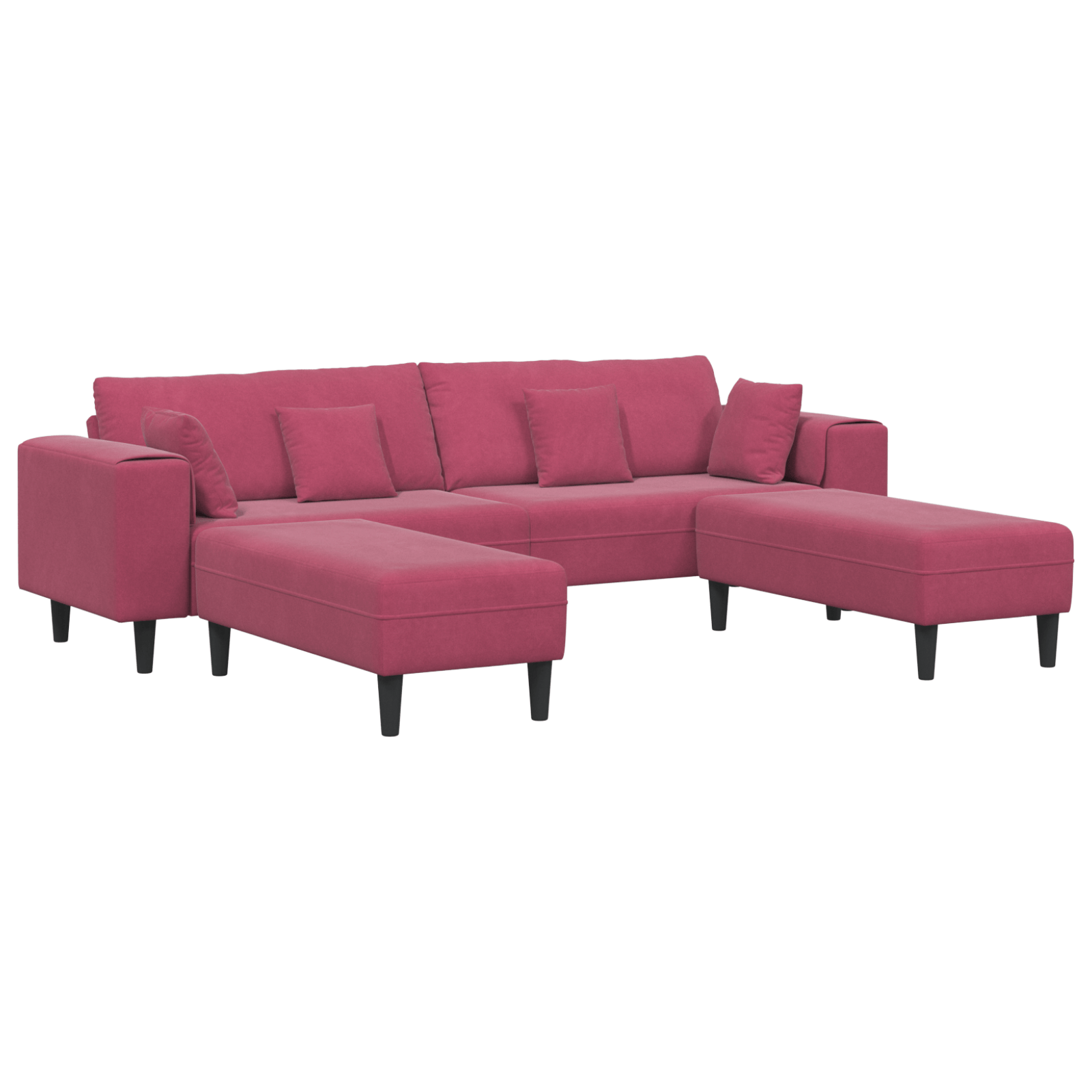 Canapea din catifea cu perna cu perna 3 pcs Rosu Vin 208 cm Catifea — imaginea 2