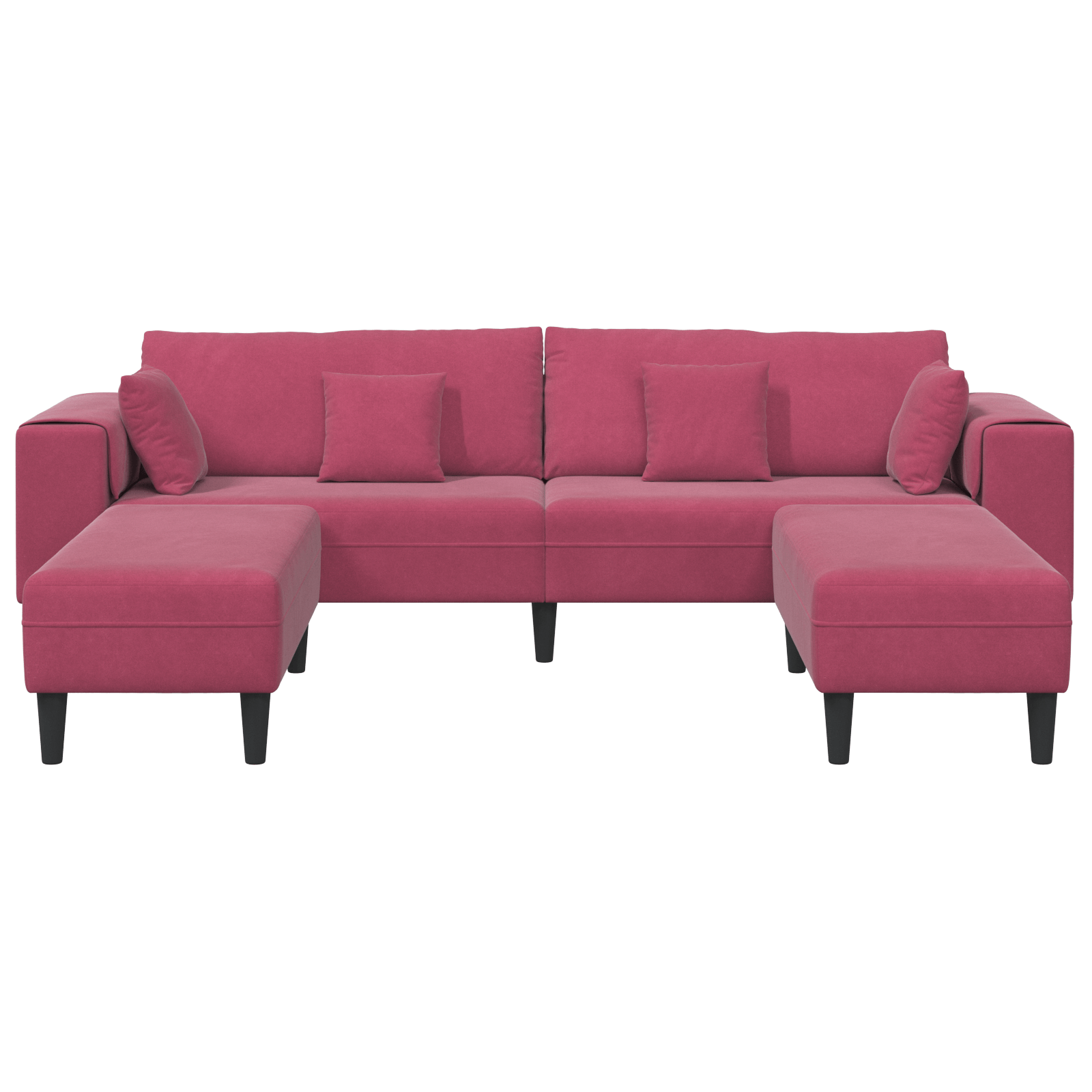 Canapea din catifea cu perna cu perna 3 pcs Rosu Vin 208 cm Catifea — imaginea 4