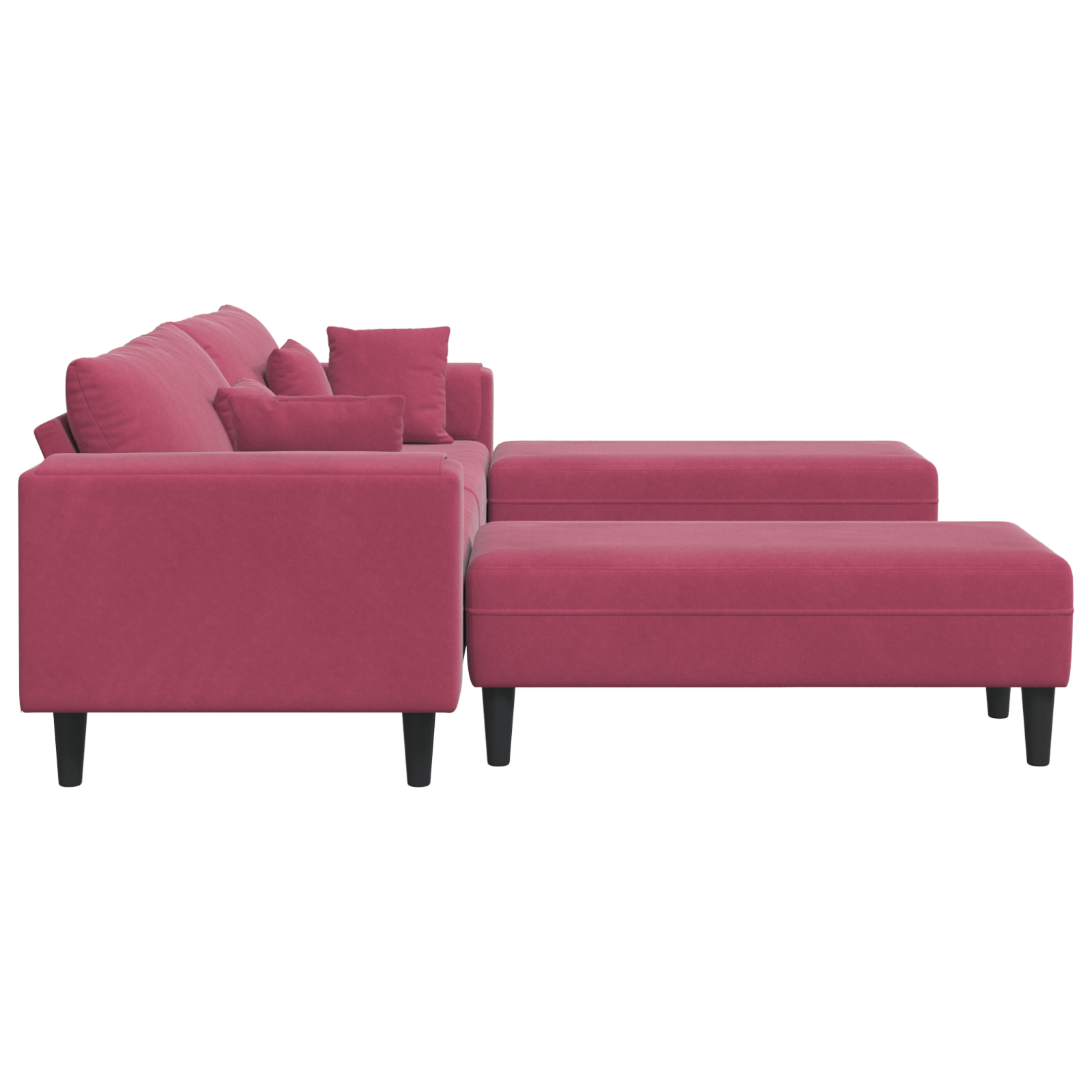 Canapea din catifea cu perna cu perna 3 pcs Rosu Vin 208 cm Catifea — imaginea 5
