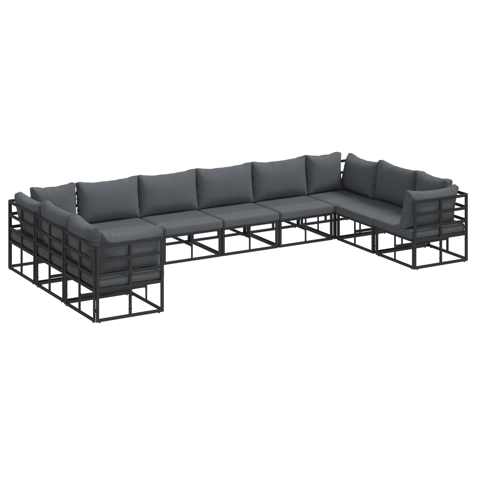 Set de canapele pentru gradina 10 pcs Negru 423 x 213 x 71 cm — imaginea 2