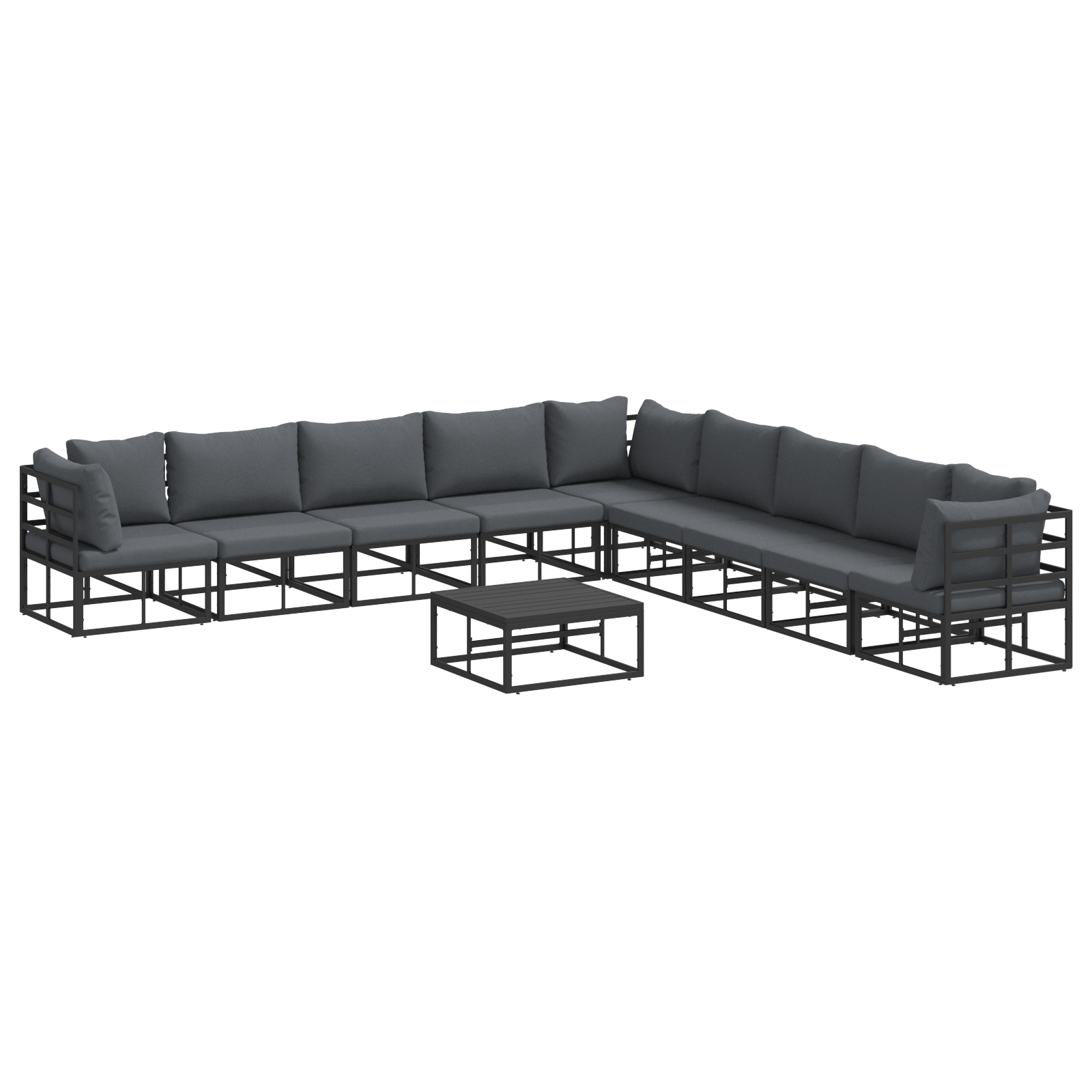 Set de canapele pentru gradina 10 pcs Negru 70 x 70 x 32 cm — imaginea 2