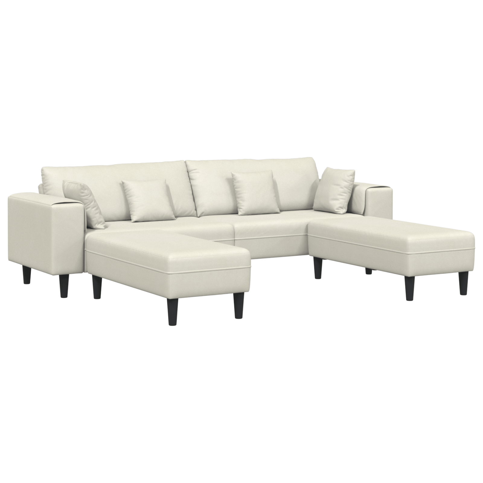 Canapea din catifea cu perna cu perna 3 pcs Crem 208 cm Catifea — imaginea 2