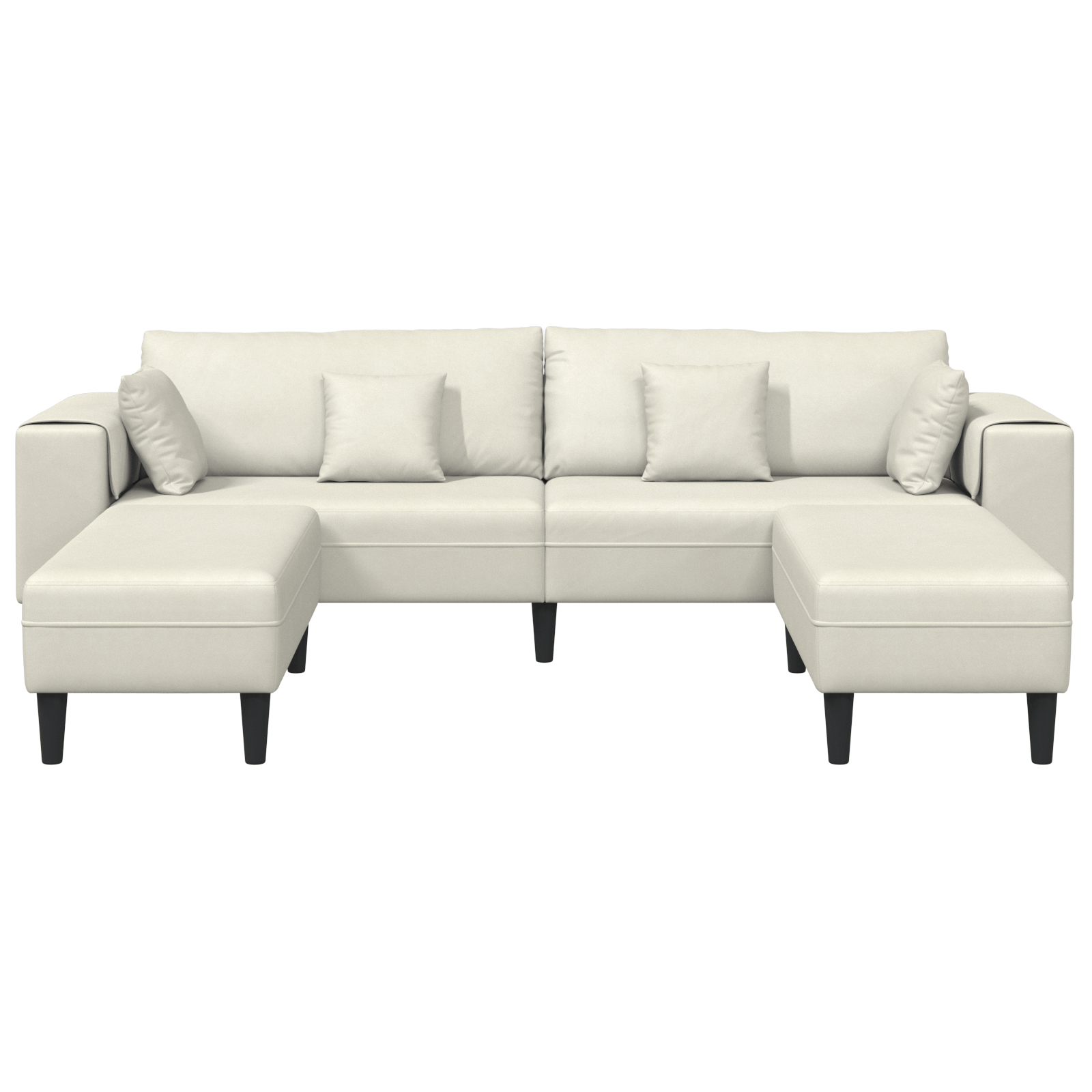 Canapea din catifea cu perna cu perna 3 pcs Crem 208 cm Catifea — imaginea 4