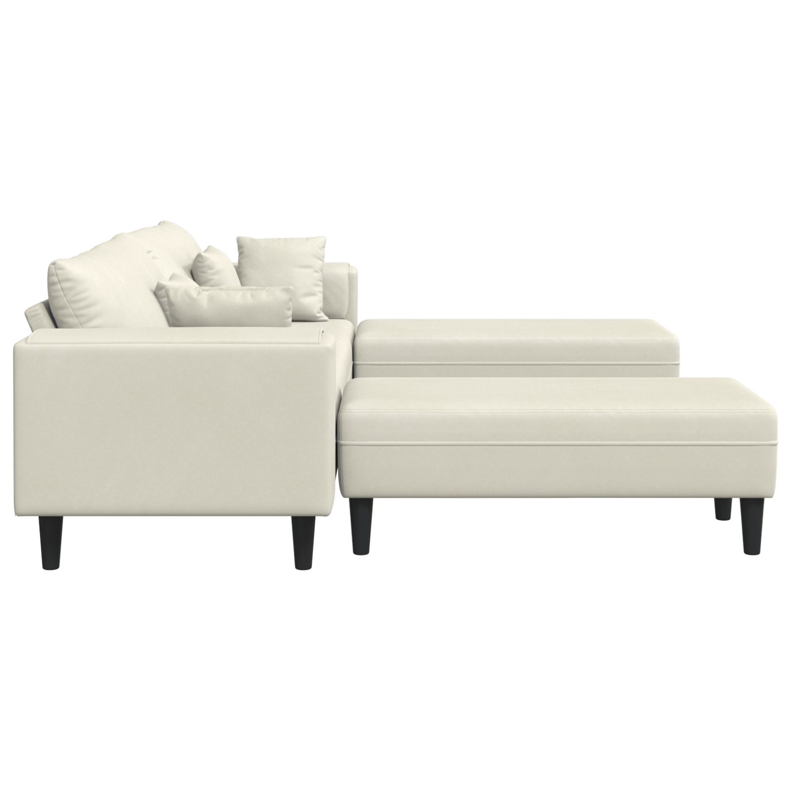 Canapea din catifea cu perna cu perna 3 pcs Crem 208 cm Catifea — imaginea 5
