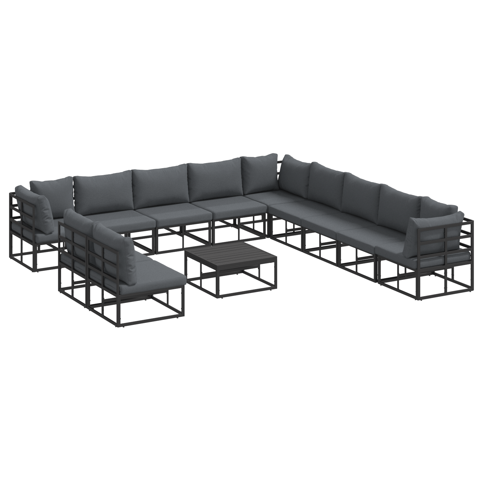 Set de canapele pentru gradina 12 pcs Negru 70 x 70 x 32 cm — imaginea 2