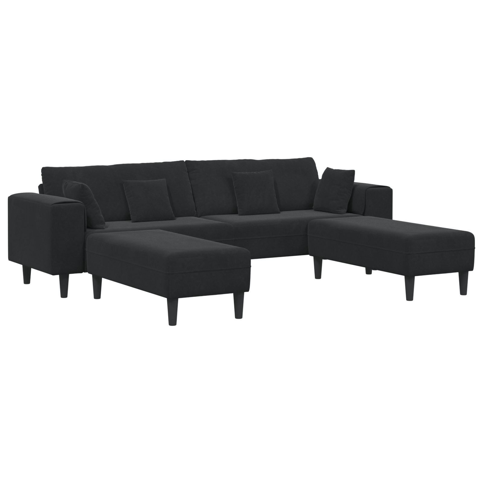 Canapea din catifea cu perna cu perna 3 pcs Negru 208 cm Catifea — imaginea 2