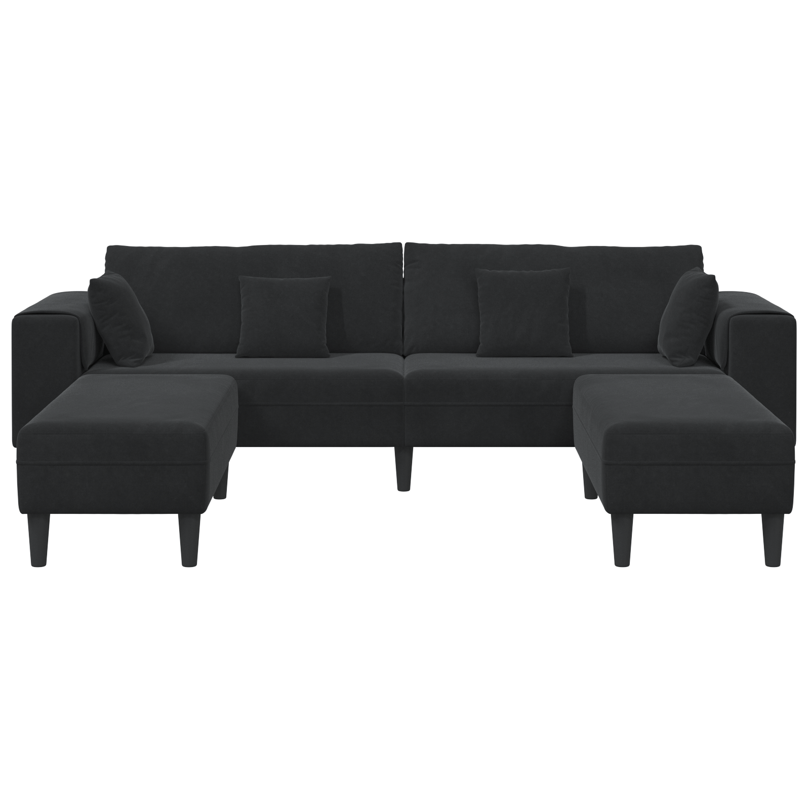 Canapea din catifea cu perna cu perna 3 pcs Negru 208 cm Catifea — imaginea 4