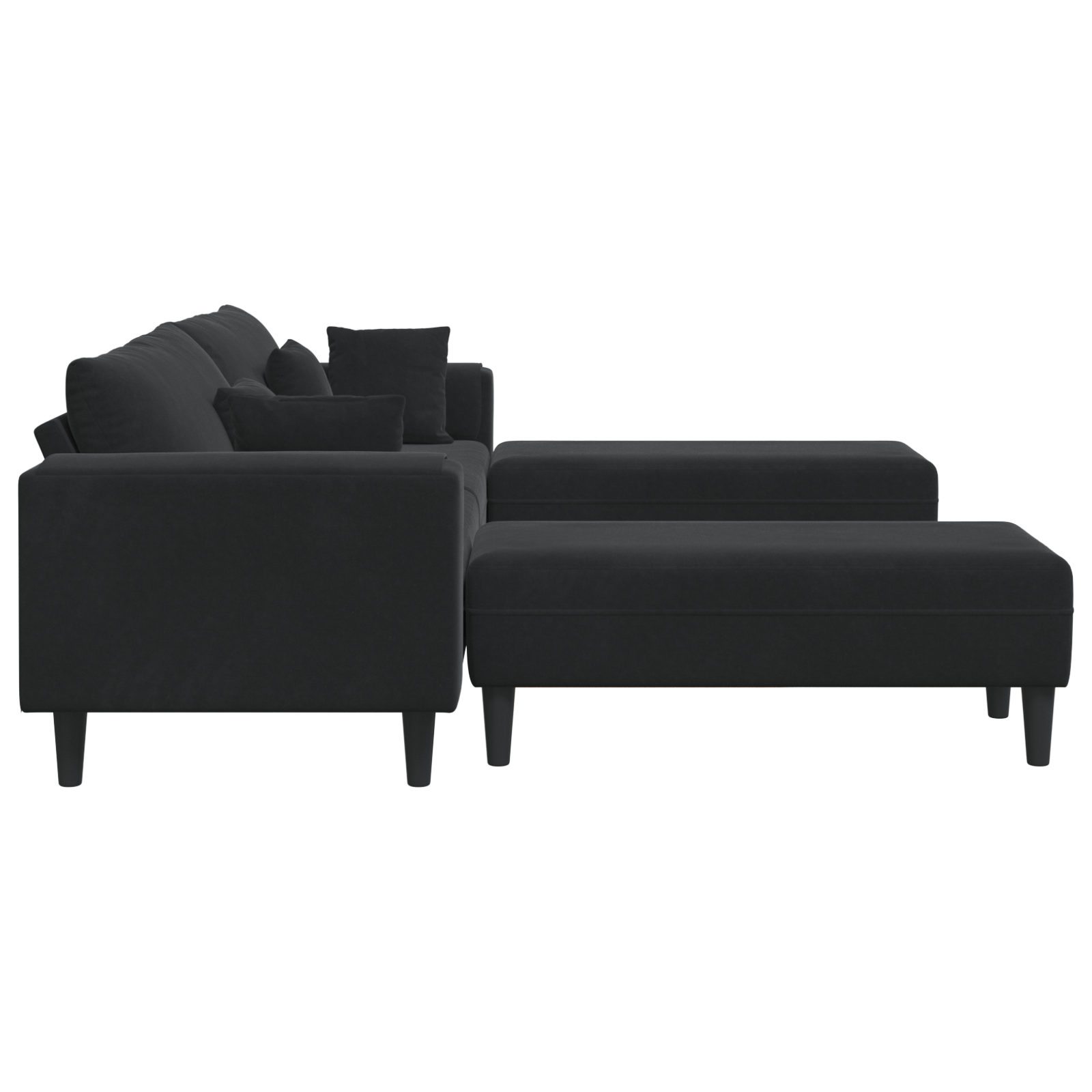 Canapea din catifea cu perna cu perna 3 pcs Negru 208 cm Catifea — imaginea 5