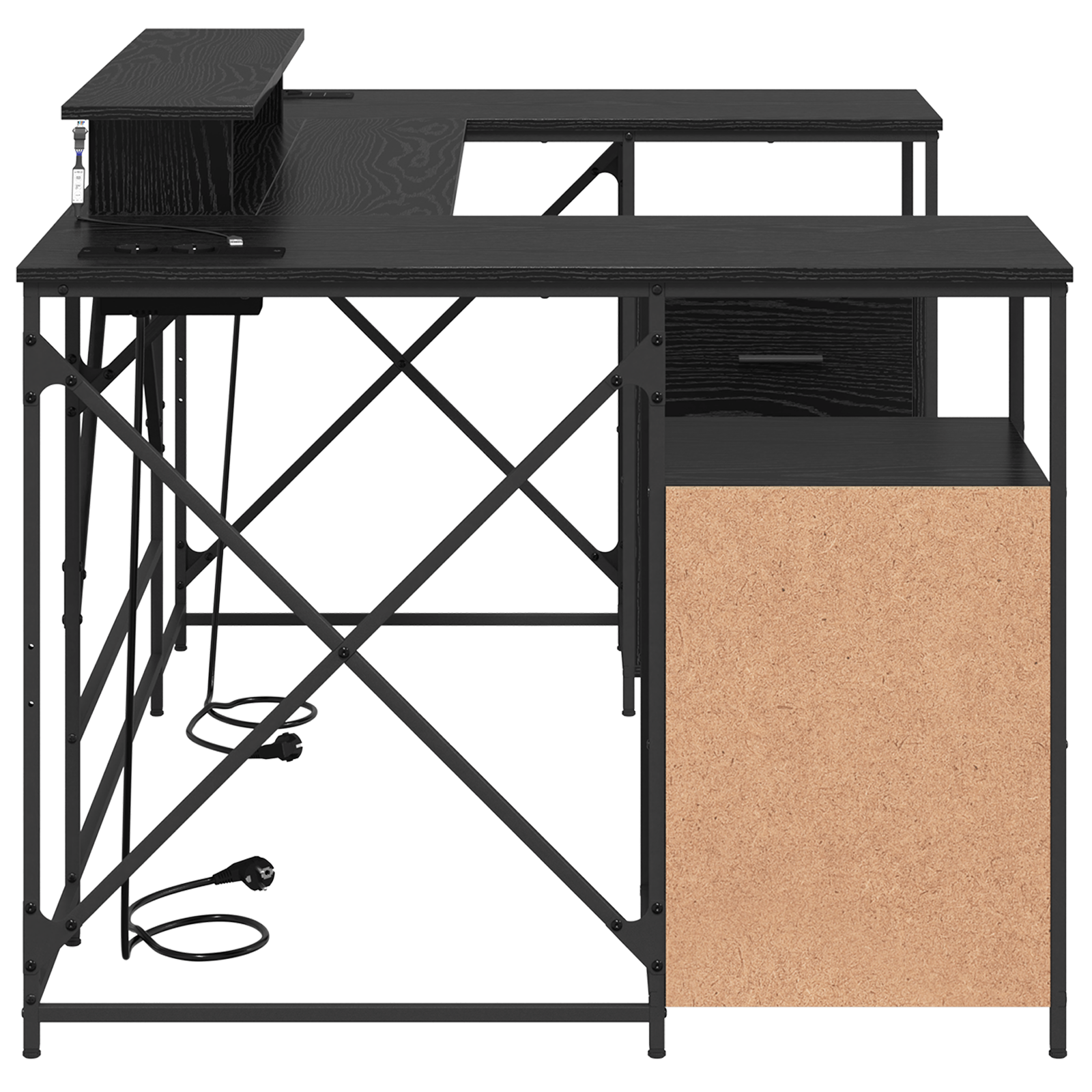 Birou cu sertar Stejar negru 182 x 101 x 87.5 cm Lemn compozit — imaginea 7