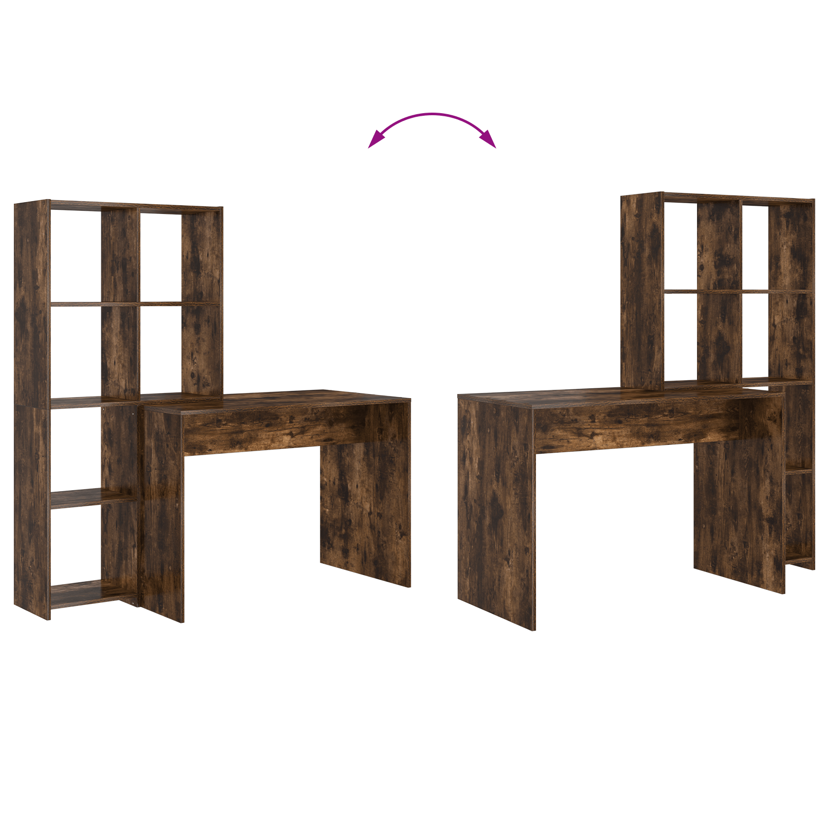 Birou cu raft Stejar afumat 138.5 x 55 x 143 cm Lemn compozit — imaginea 8
