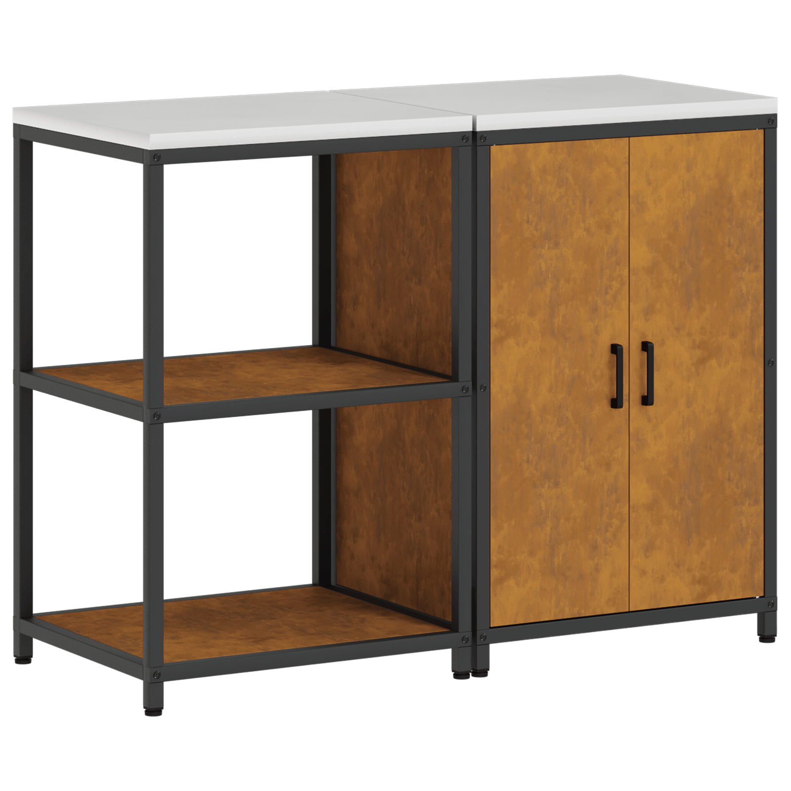 Set de depozitare pentru bucatarie cu raft cu depozitare cu usa Ajustabil 2 pcs Ruginit — imaginea 2