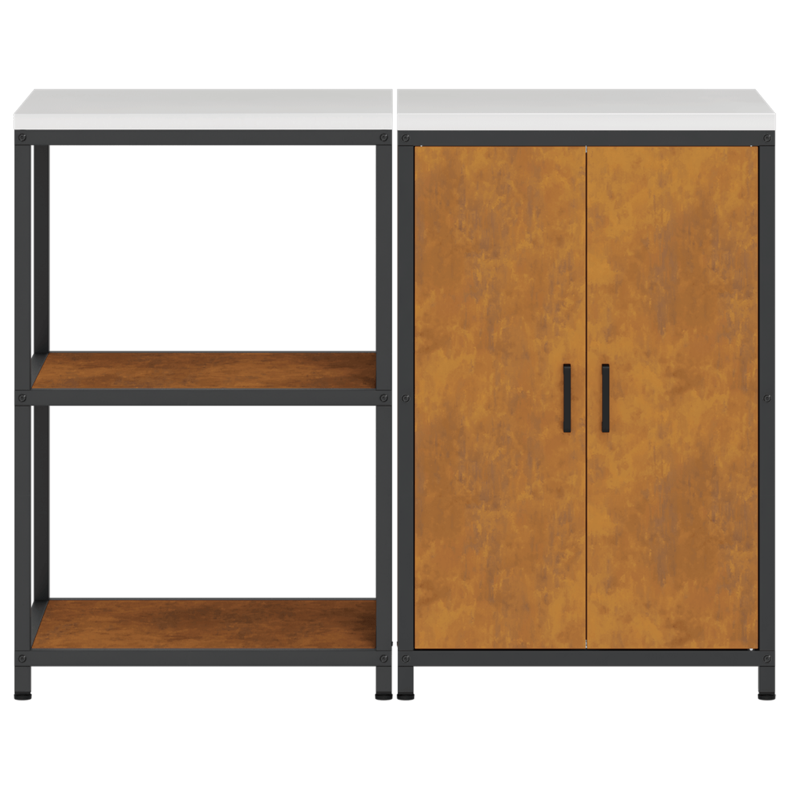 Set de depozitare pentru bucatarie cu raft cu depozitare cu usa Ajustabil 2 pcs Ruginit — imaginea 9
