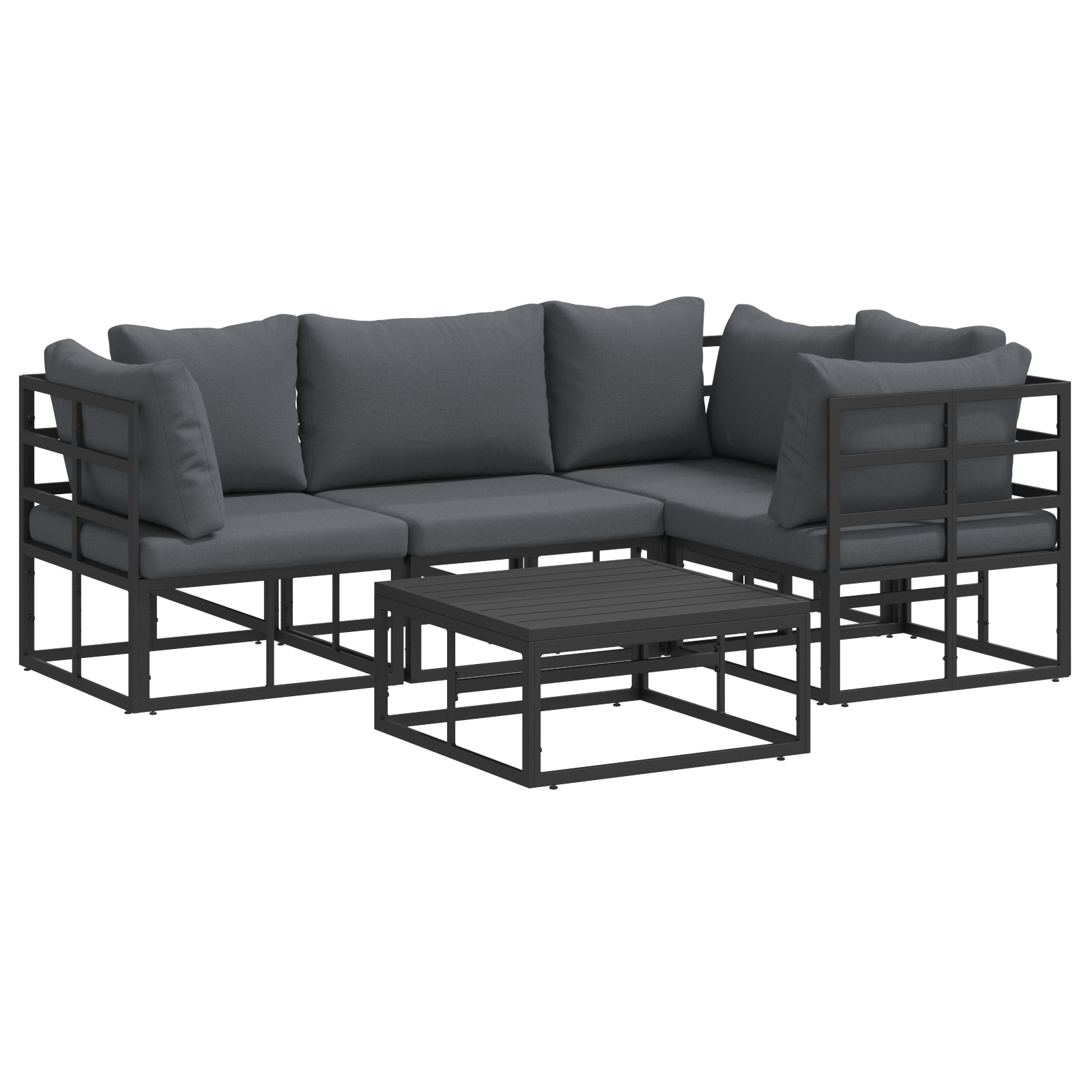 Set de canapele pentru gradina 5 pcs Negru 70 x 70 x 32 cm — imaginea 2
