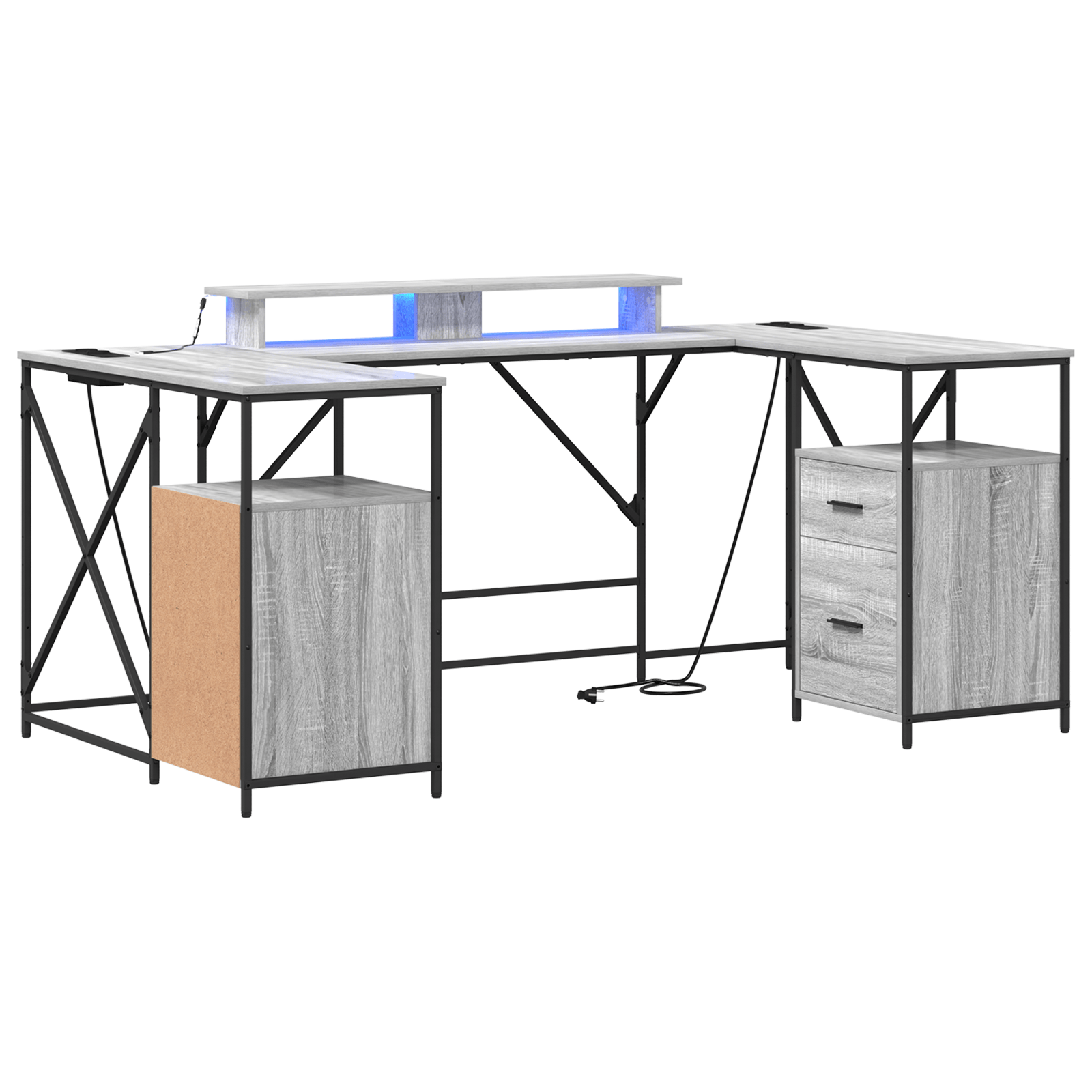 Birou cu sertar Gri sonoma 182 x 101 x 87.5 cm Lemn compozit — imaginea 2