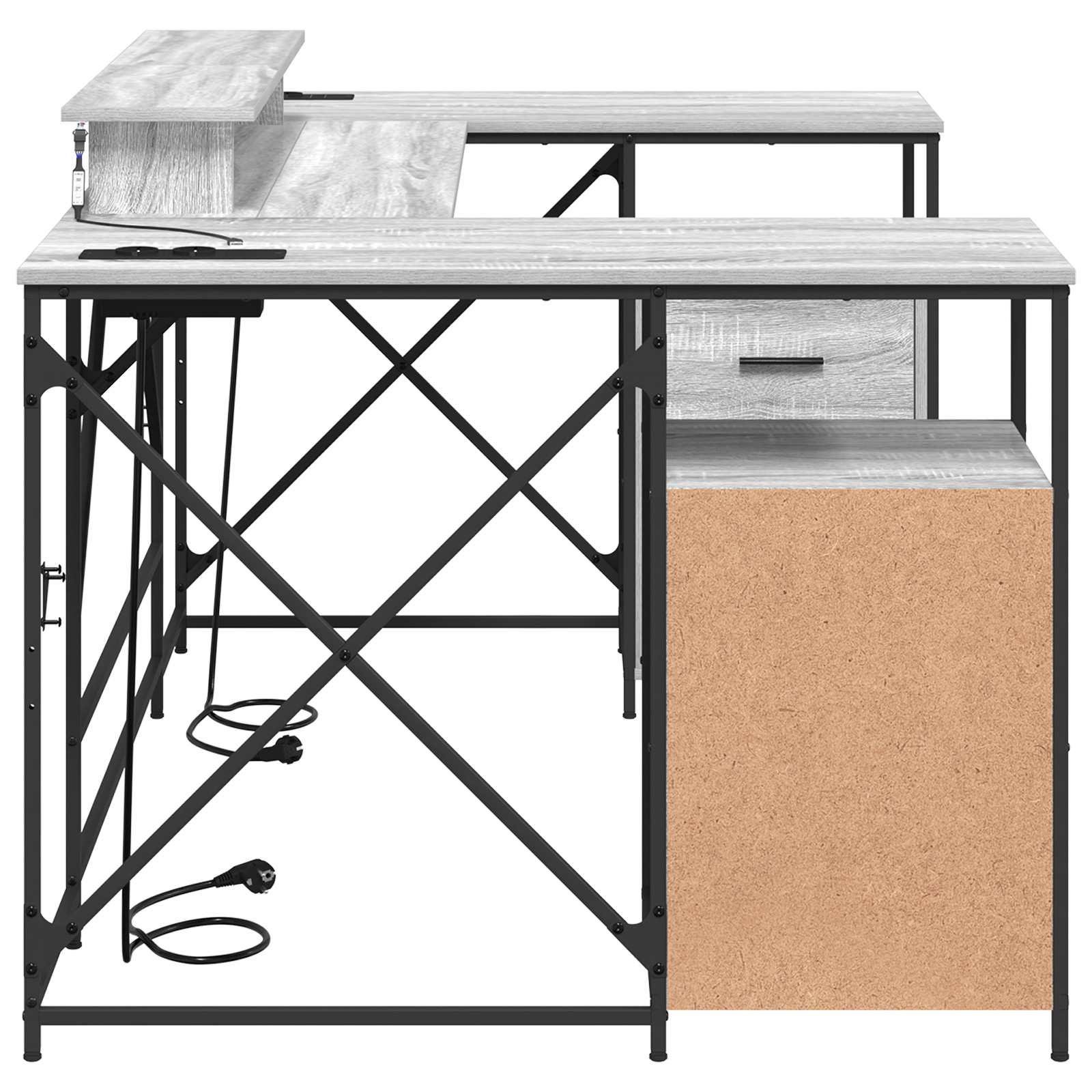 Birou cu sertar Gri sonoma 182 x 101 x 87.5 cm Lemn compozit — imaginea 7
