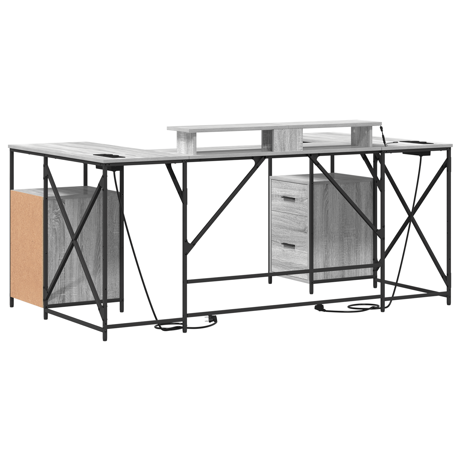 Birou cu sertar Gri sonoma 182 x 101 x 87.5 cm Lemn compozit — imaginea 8