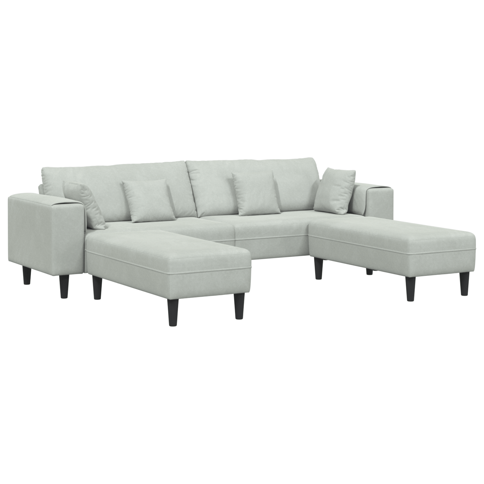 Canapea din catifea cu perna cu perna 3 pcs Gri deschis 208 cm Catifea — imaginea 2