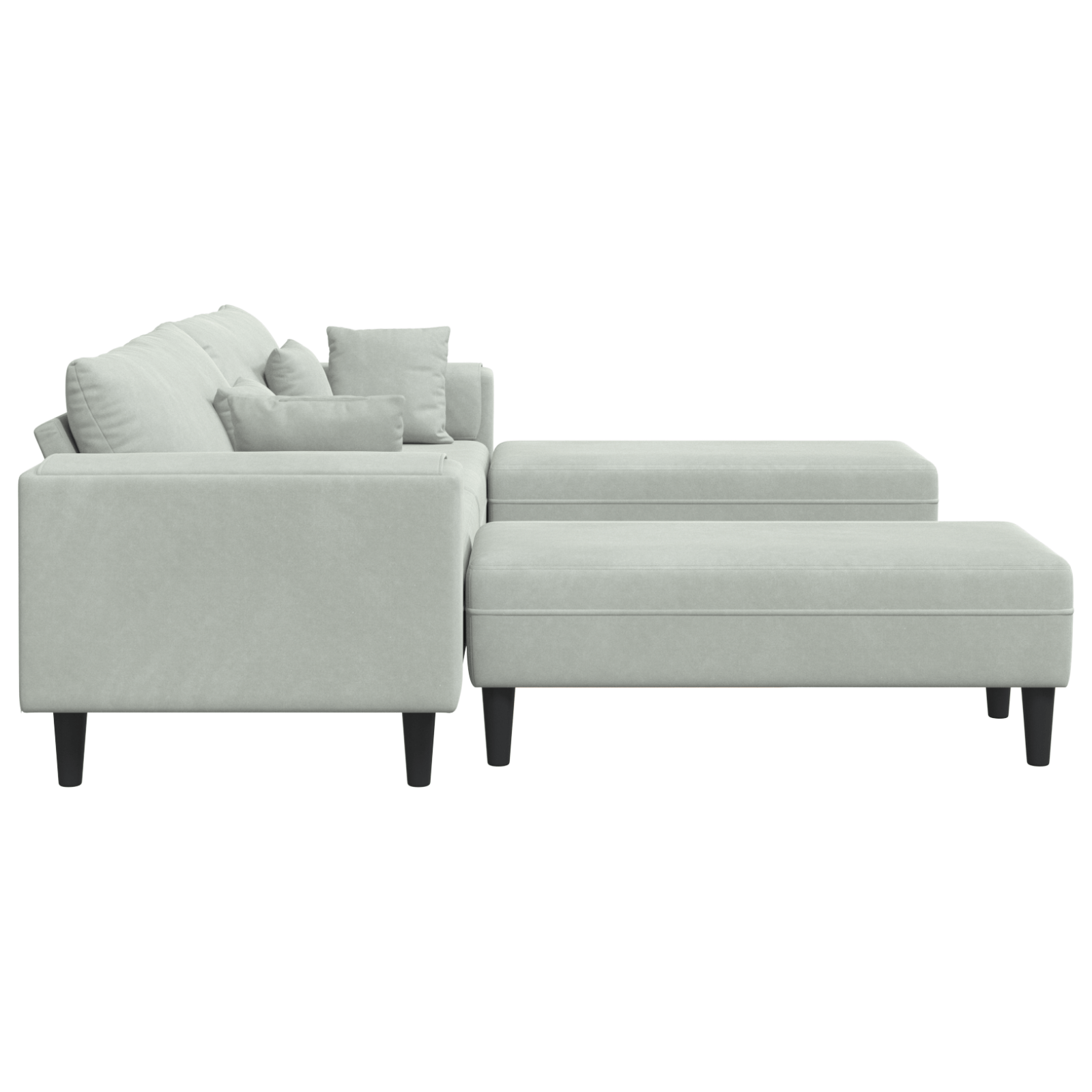 Canapea din catifea cu perna cu perna 3 pcs Gri deschis 208 cm Catifea — imaginea 5